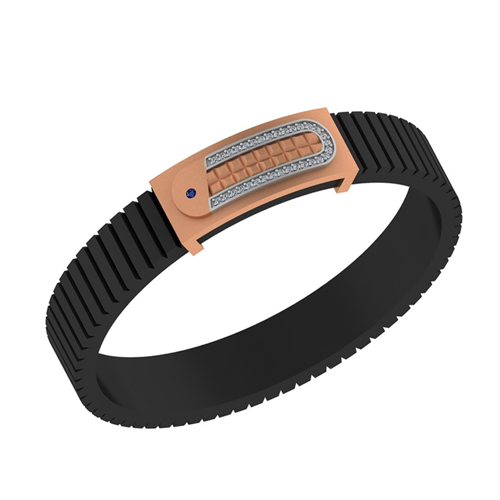 Textured Copper-Tone Diamond Accent Bracelet