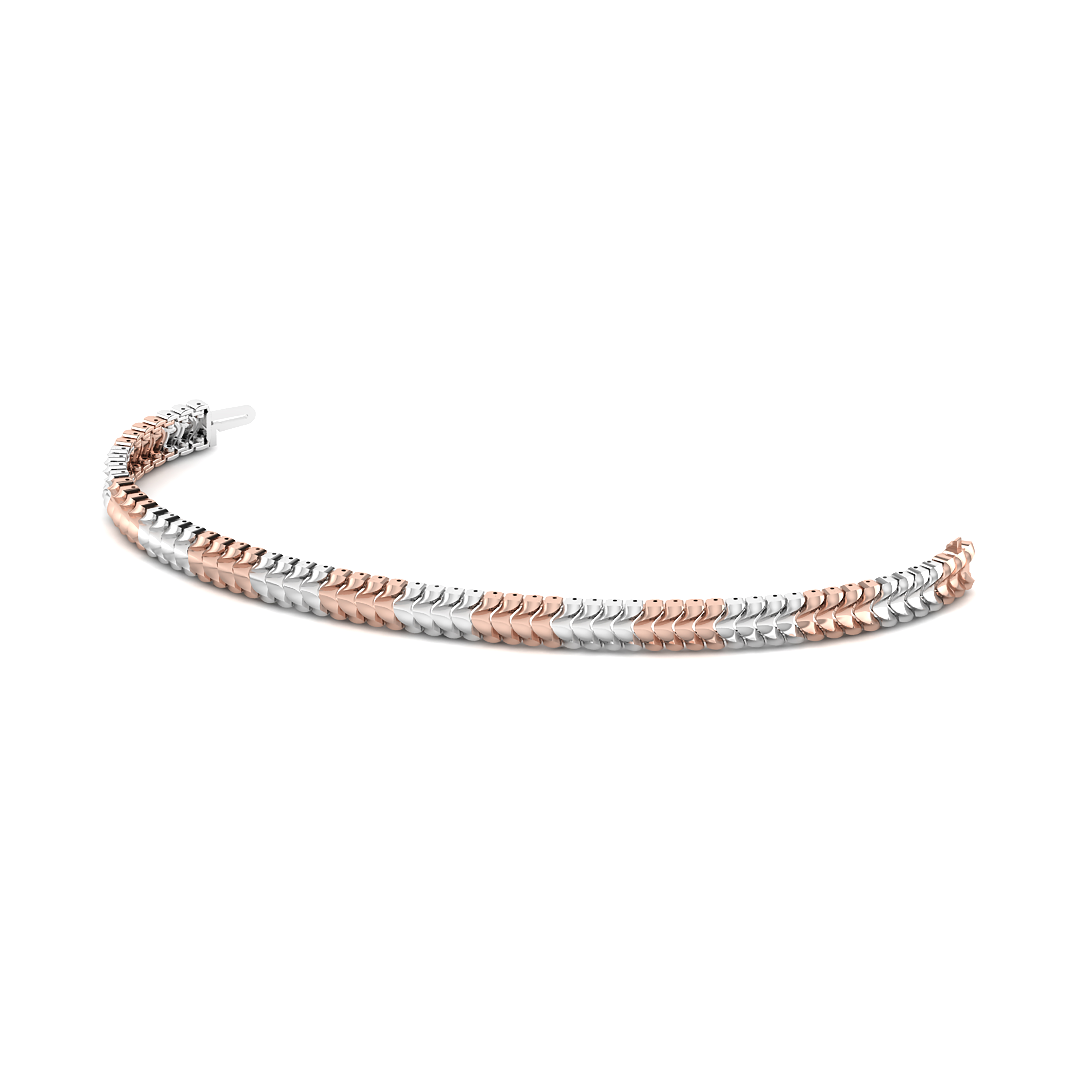 Two-Tone Chevron Link Bracelet – Sleek Rose Gold &amp; White Gold Finish