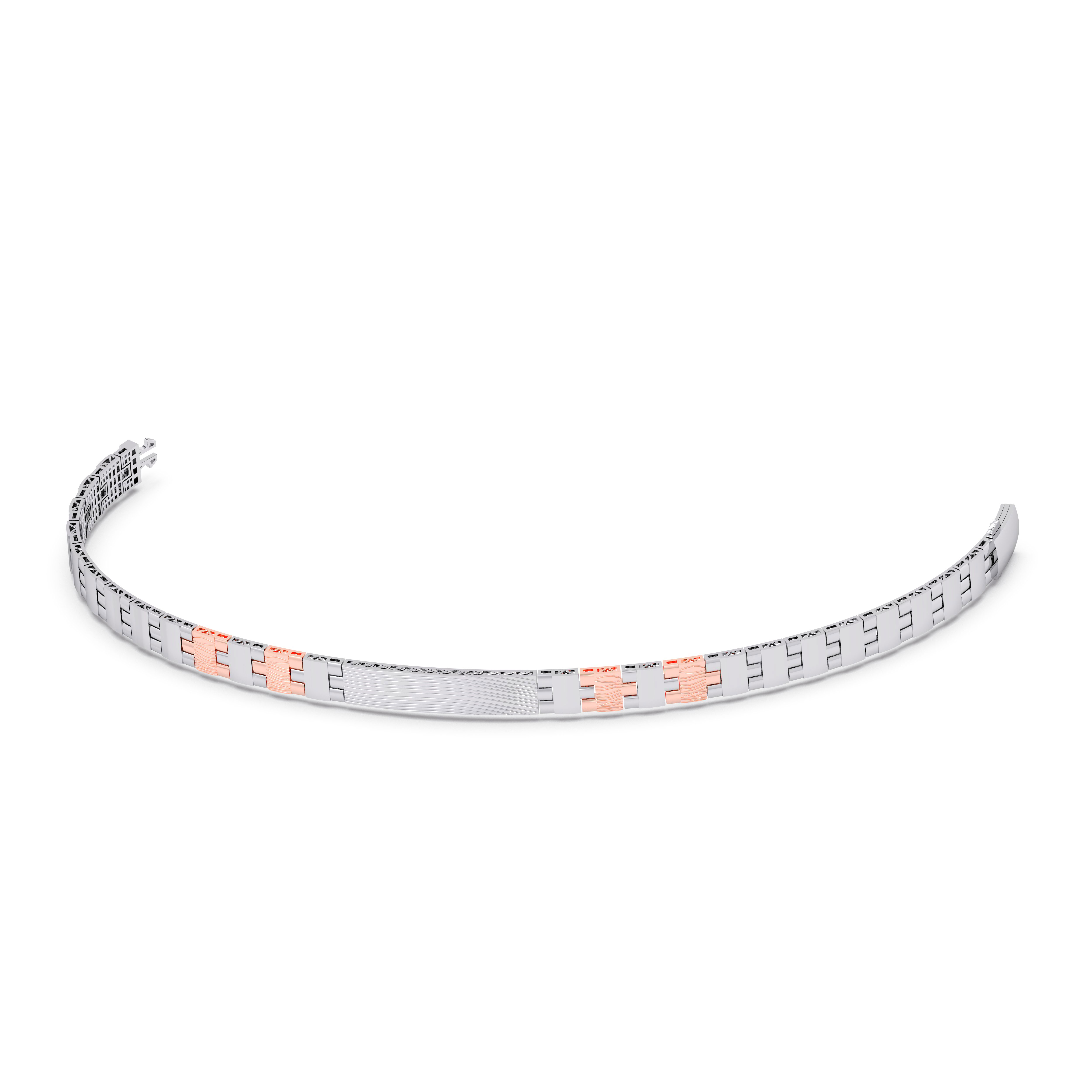 Dual-Tone Stainless Steel Link Bracelet – Sleek Silver &amp; Rose Gold Finish
