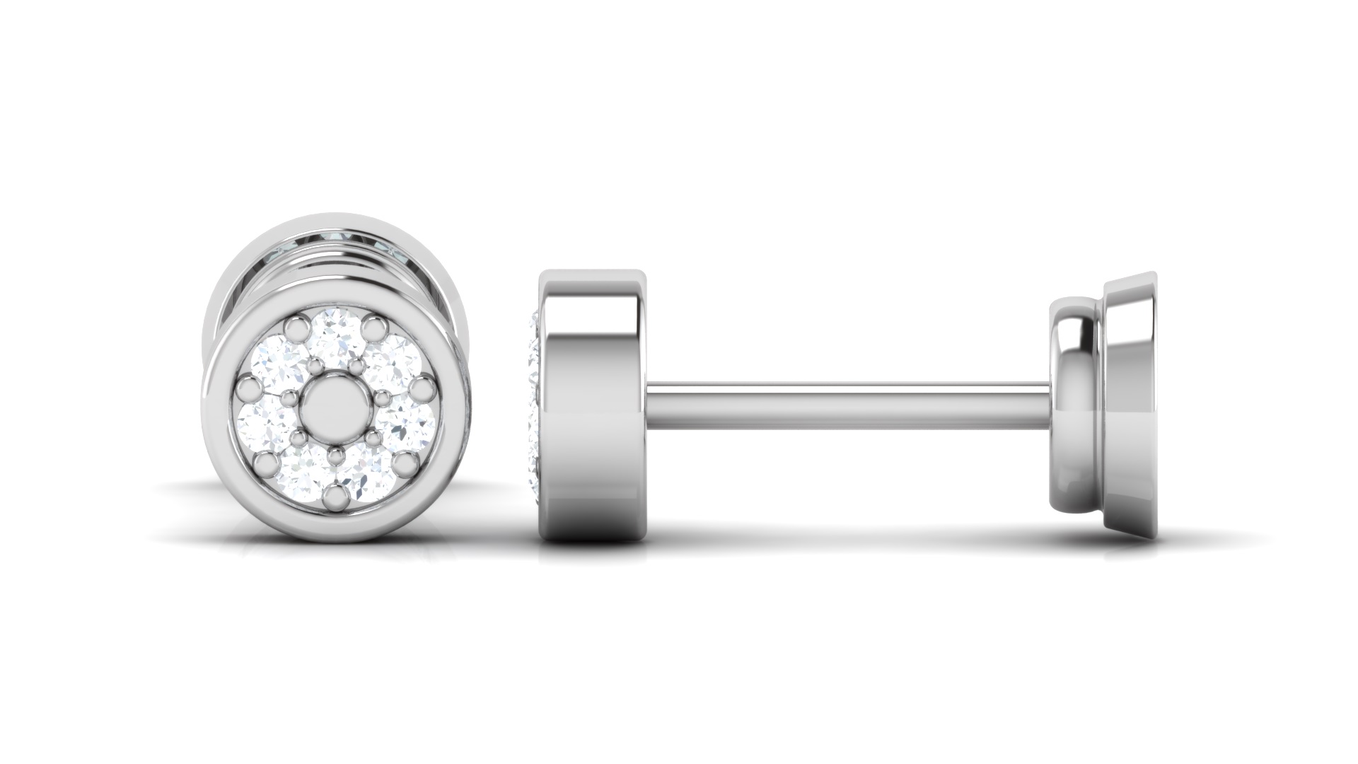 Round Diamond Cluster Stud Earrings – Halo-Inspired Modern Design