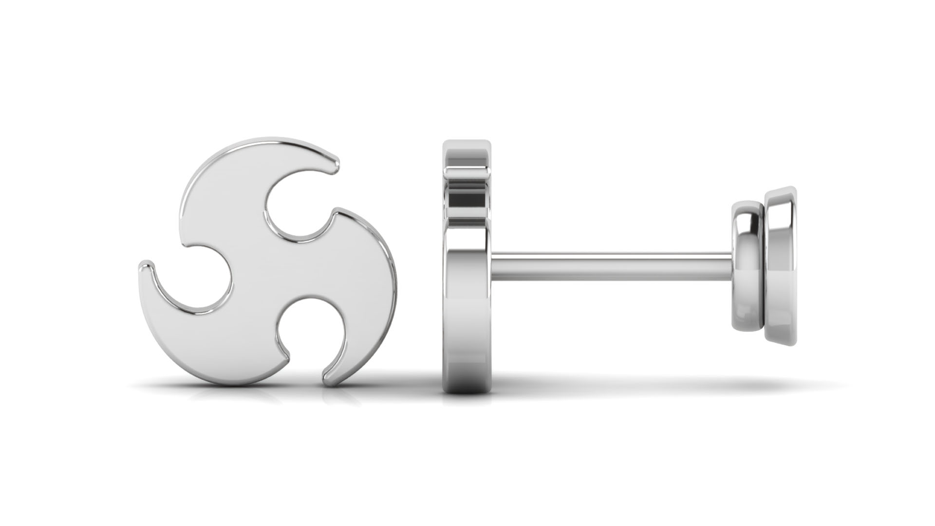 Modern Swirl-Shuriken Stud Earrings – Bold Contemporary Metal Design