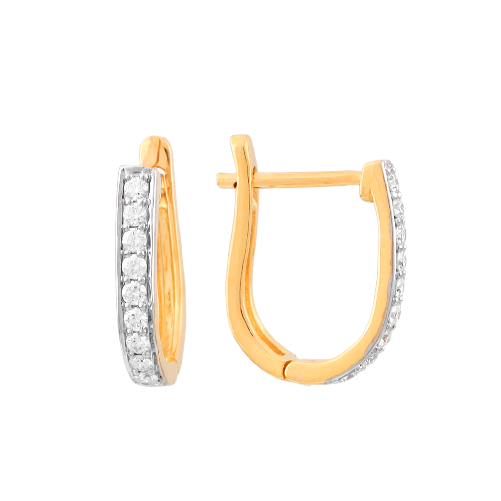 Classic Diamond Channel-Set Gold Hoop Earrings