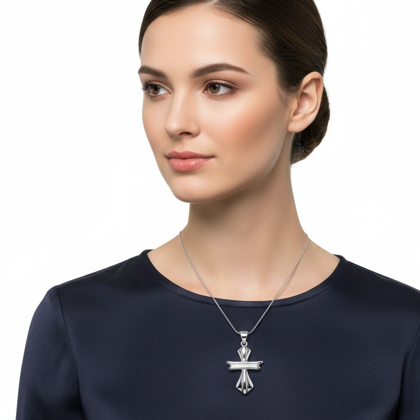 Stylish Silver Cross Pendant – Modern &amp;amp; Minimal Design