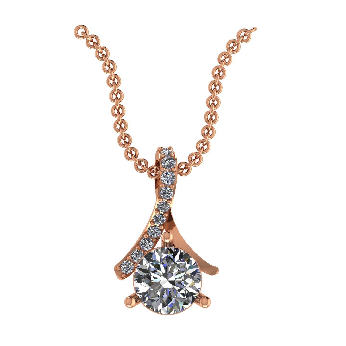 Rosé Twisted Solitaire Pendant Necklace
