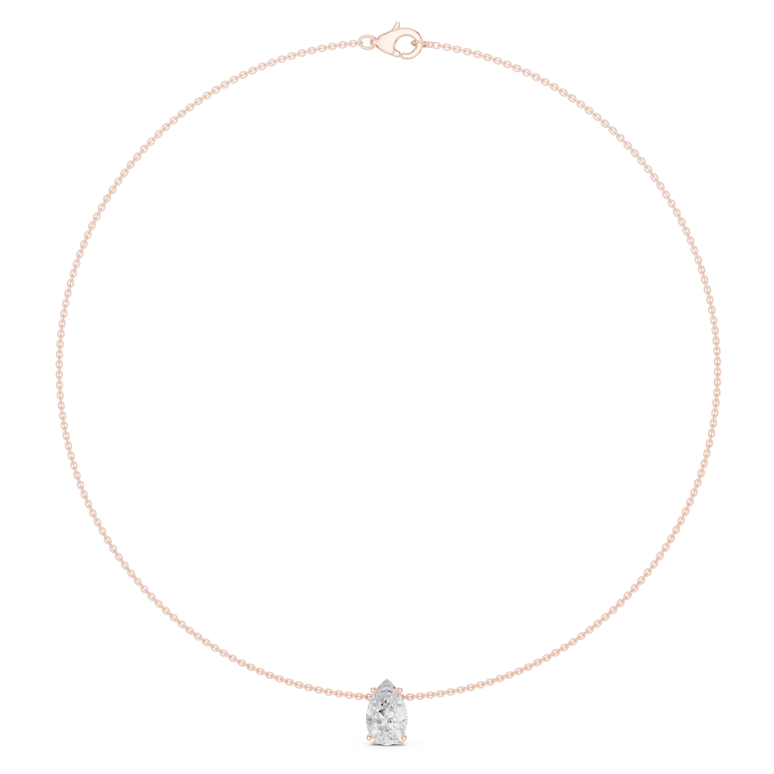 Rosé Solitaire Teardrop Necklace