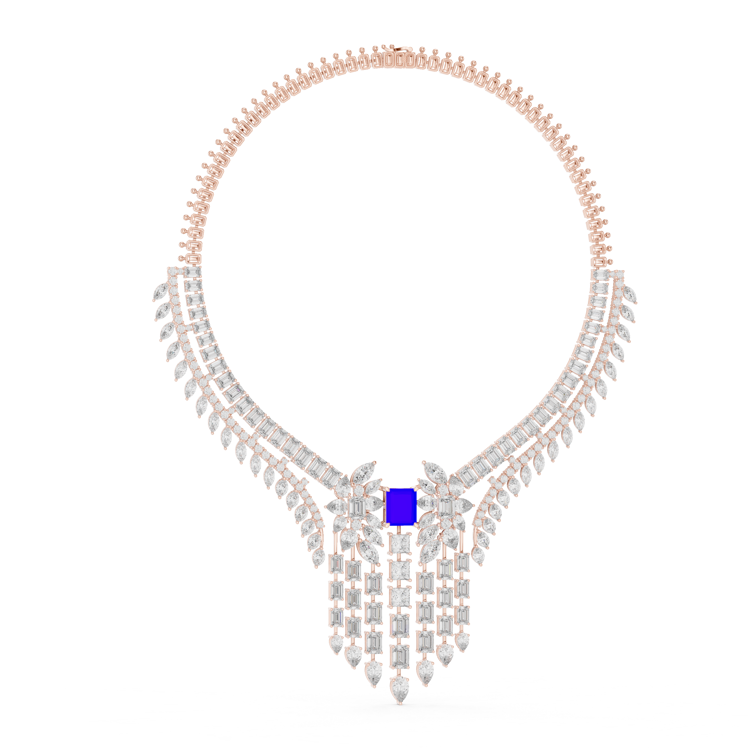 Royal Sapphire Cascade Diamond Necklace