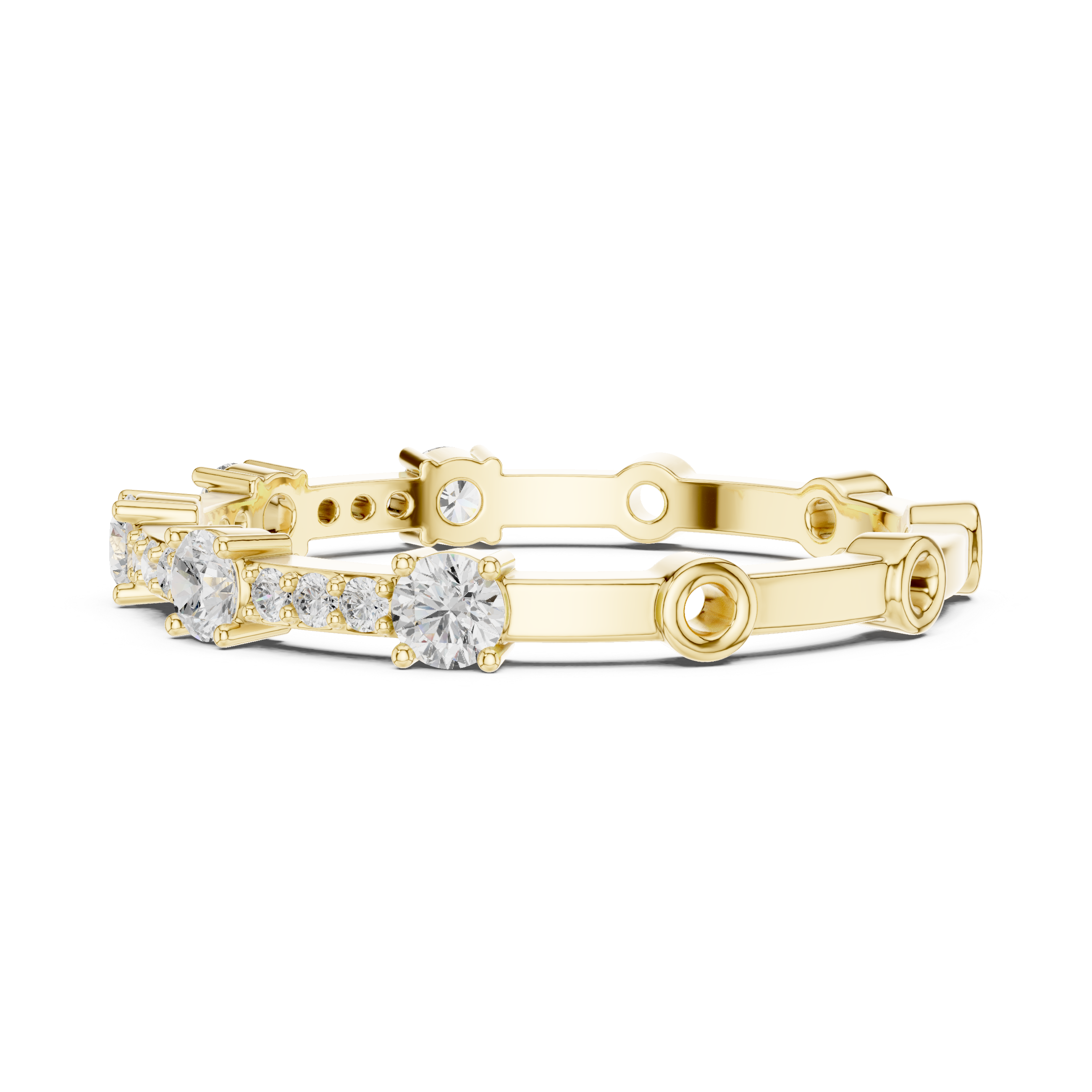 Golden Orbit Diamond Stackable Ring