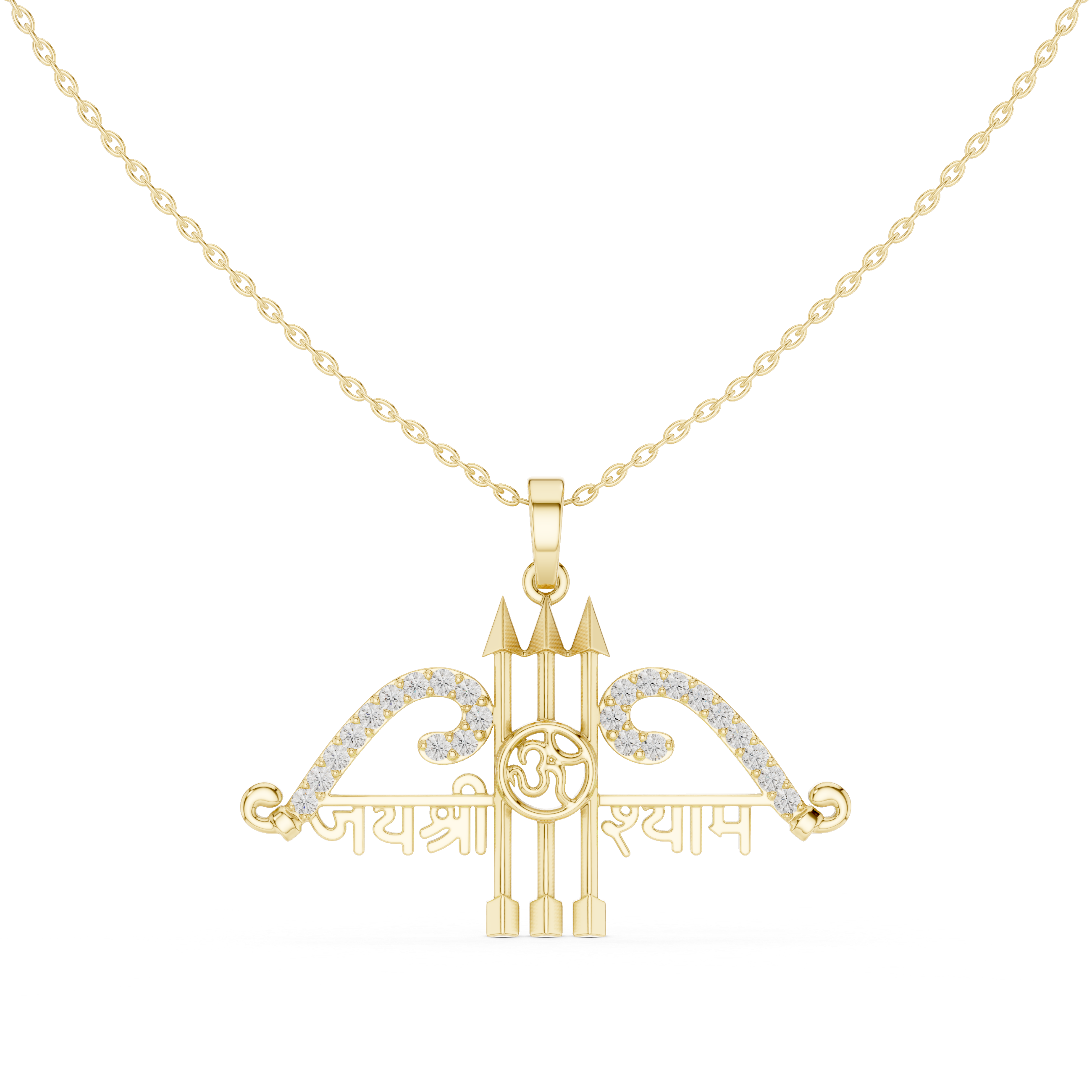 Jay Shri Ram Trishul Om Gold Pendant