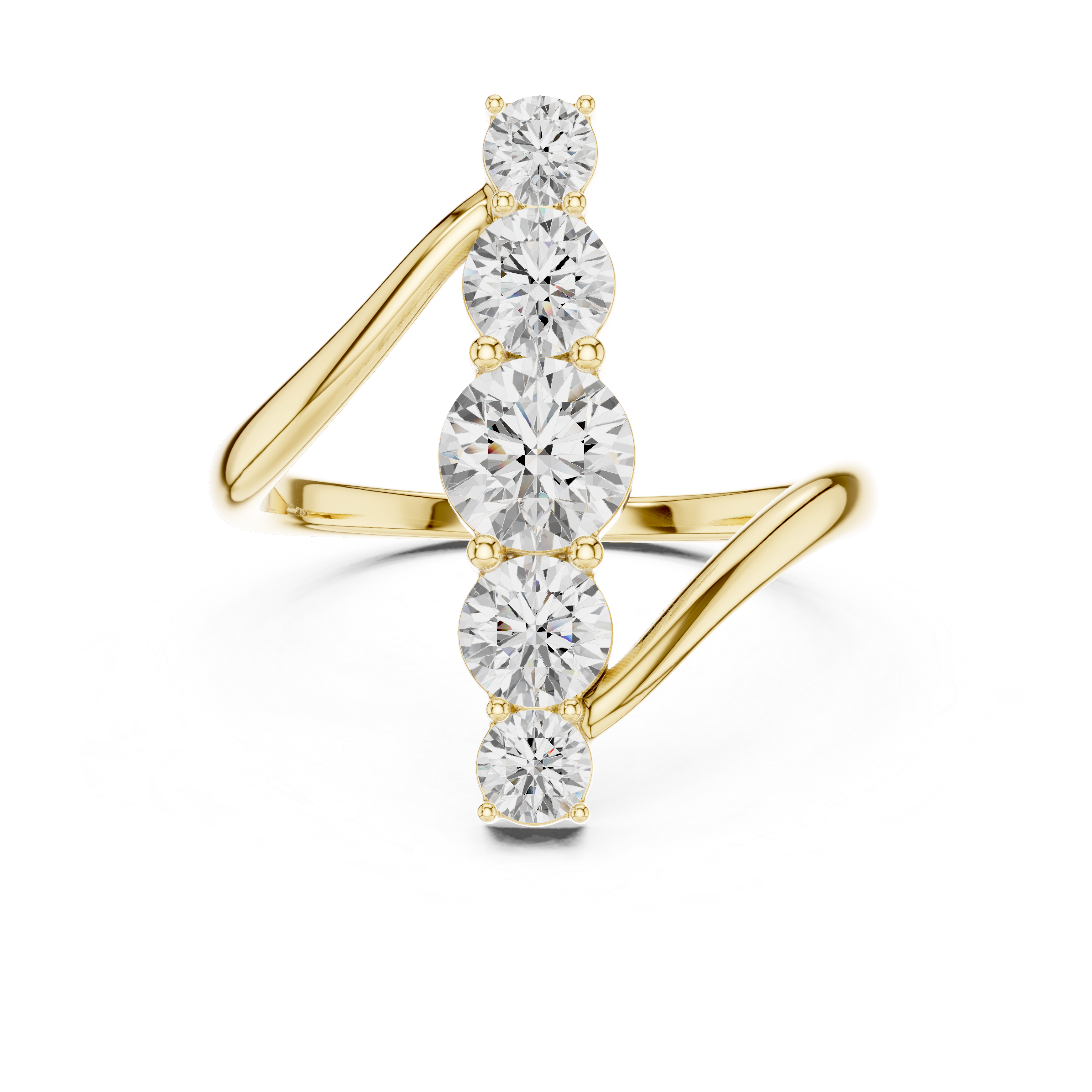 Golden Cascade Vertical Diamond Ring