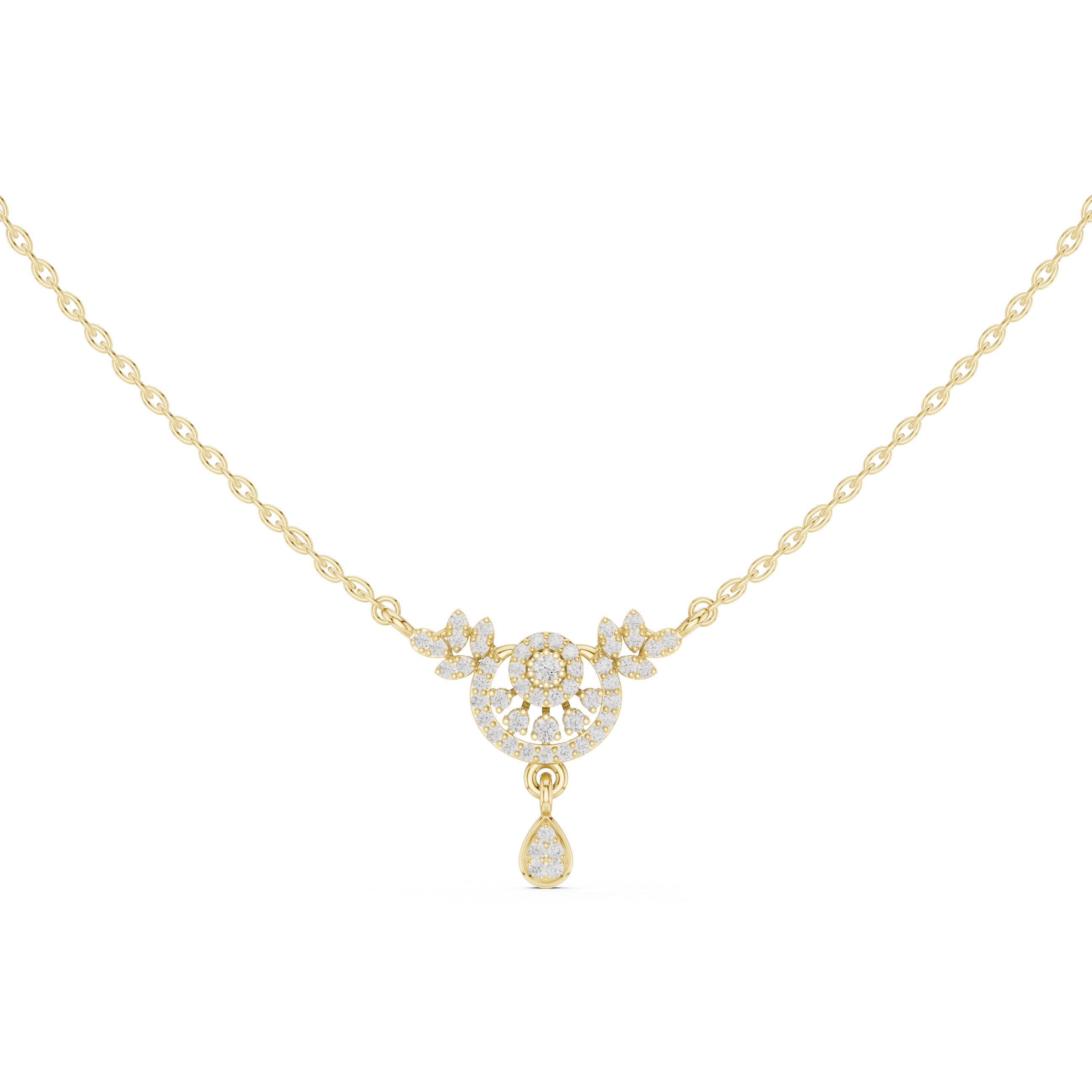 Celestial Bloom Diamond Drop Necklace