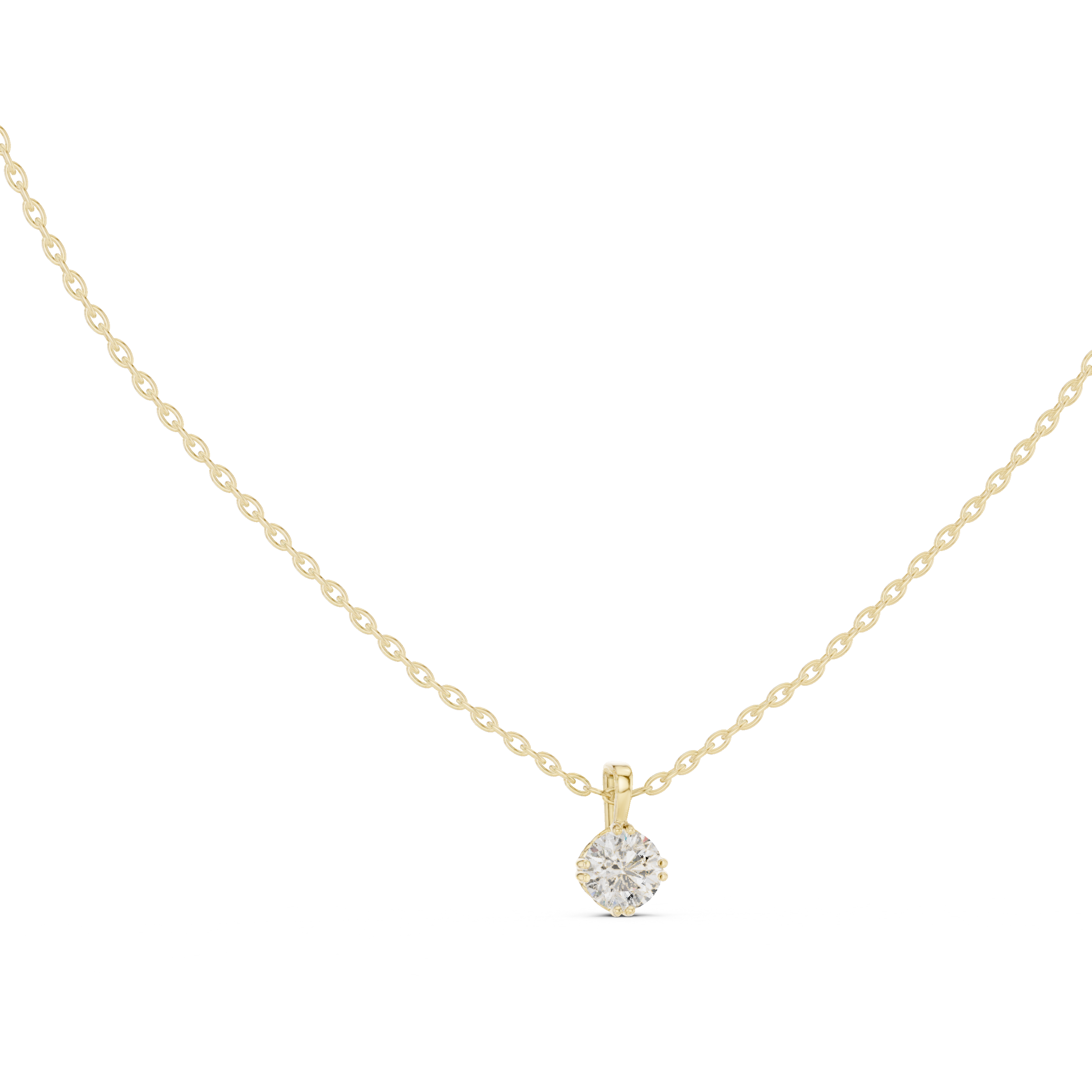 Princess-Cut Solitaire Gold Pendant Necklace