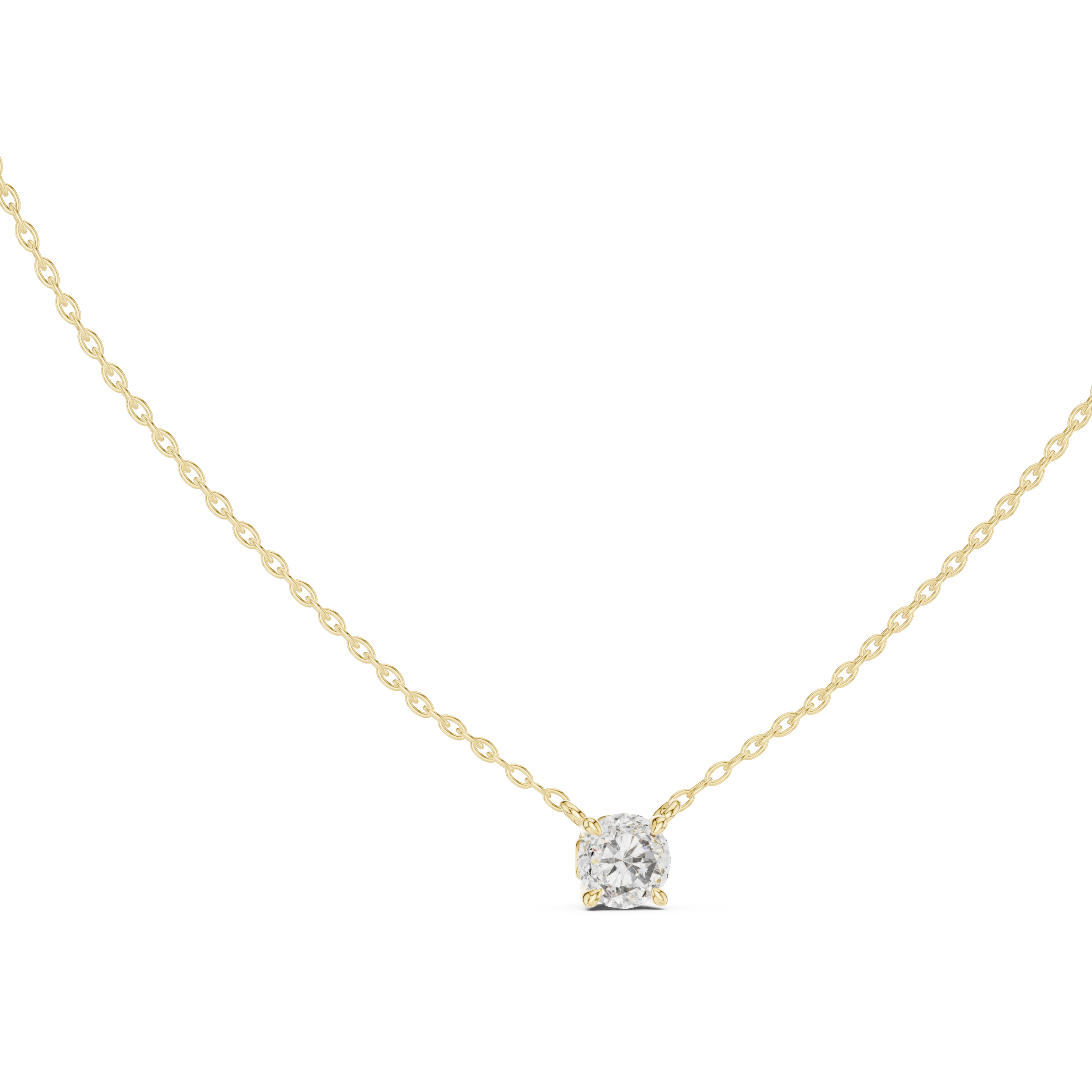 Minimal Round Solitaire Gold Necklace