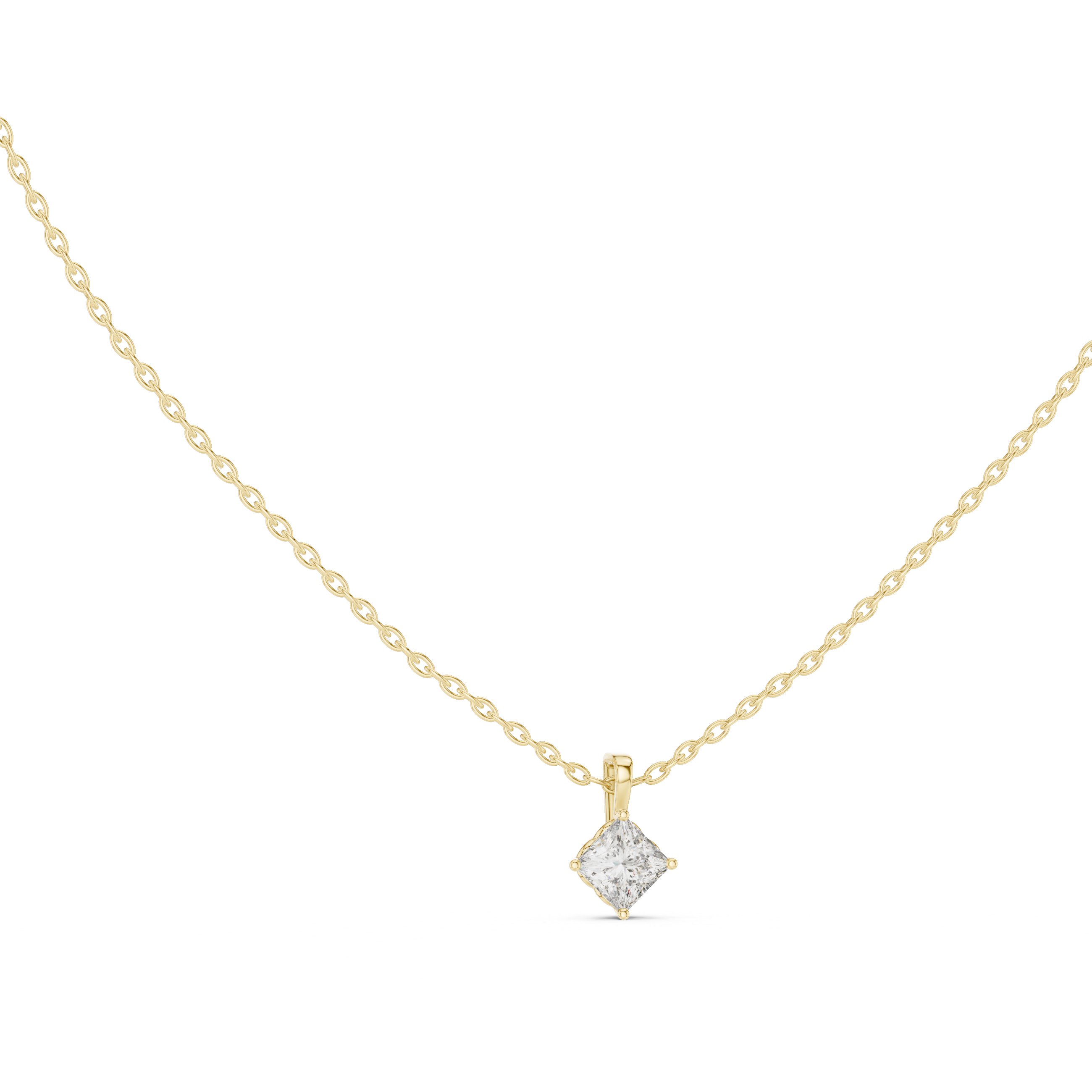 Princess-Cut Solitaire Gold Pendant Necklace