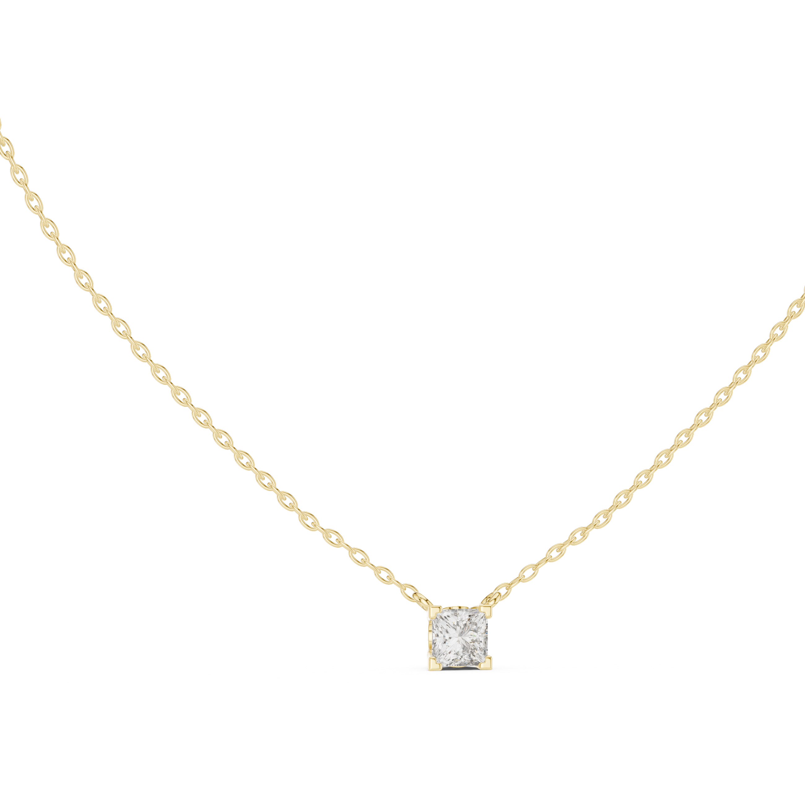 Radiant Solitaire Square Pendant Necklace