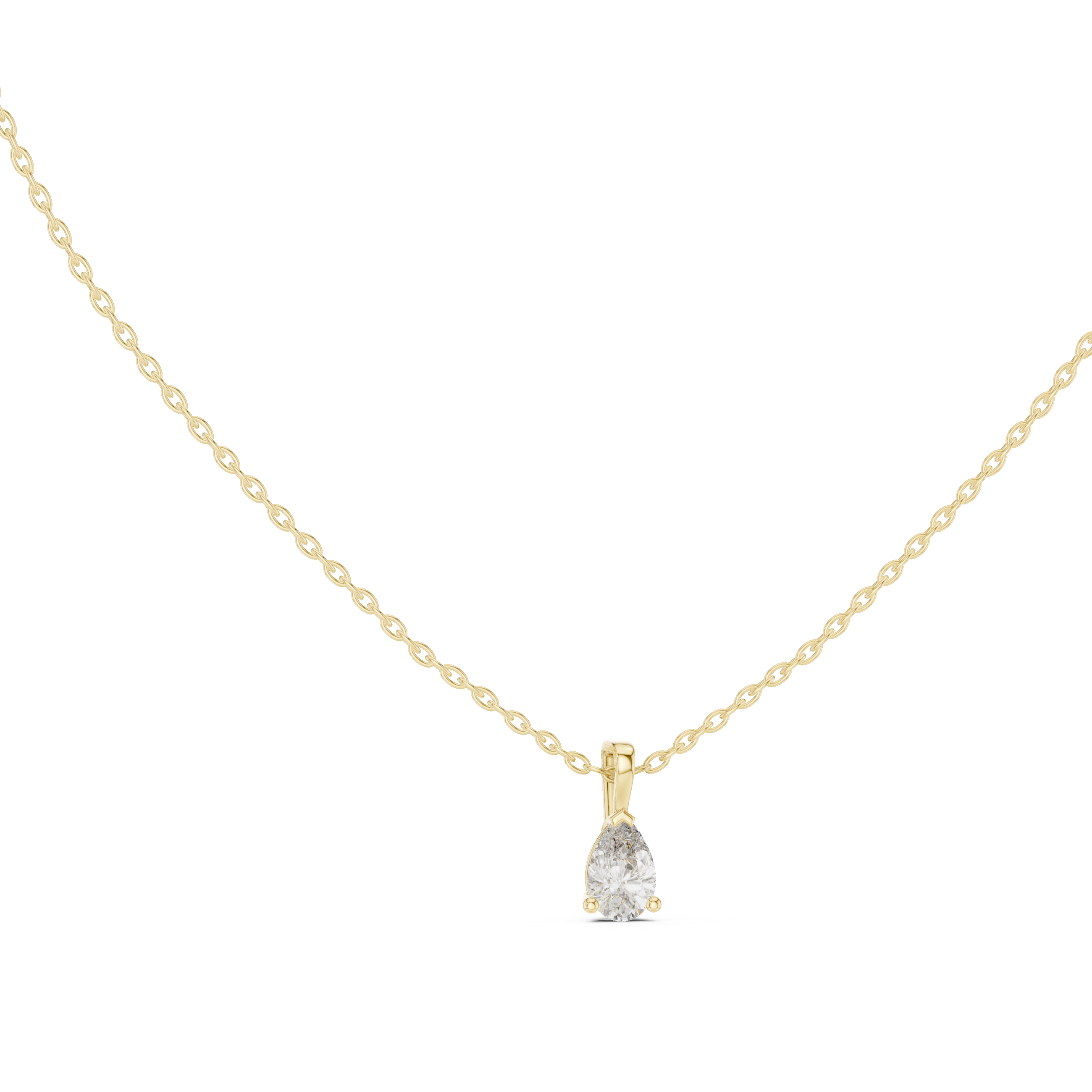Elegant Pear Solitaire Diamond Pendant Necklace