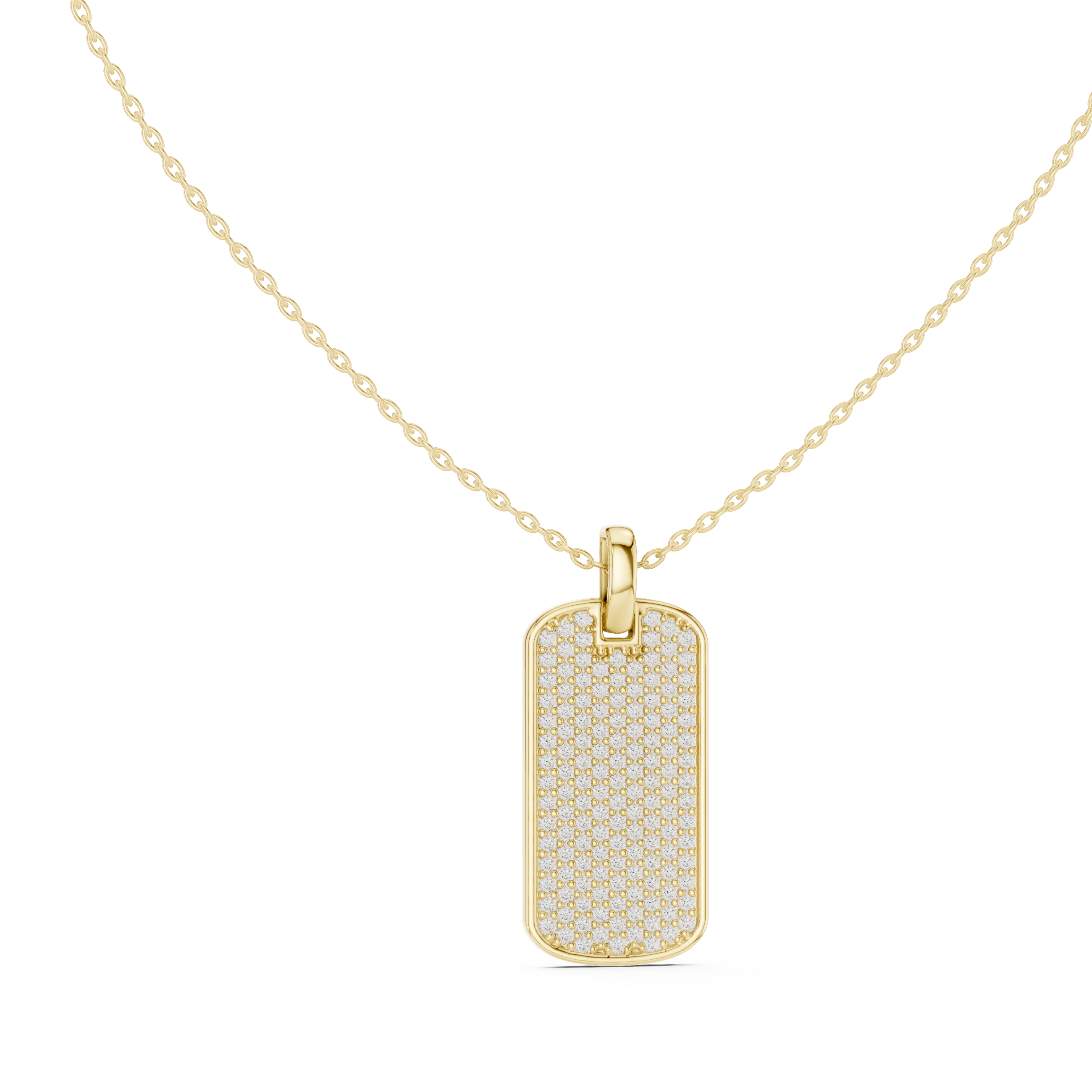 Radiant Pavé Diamond Dog Tag Pendant Necklace