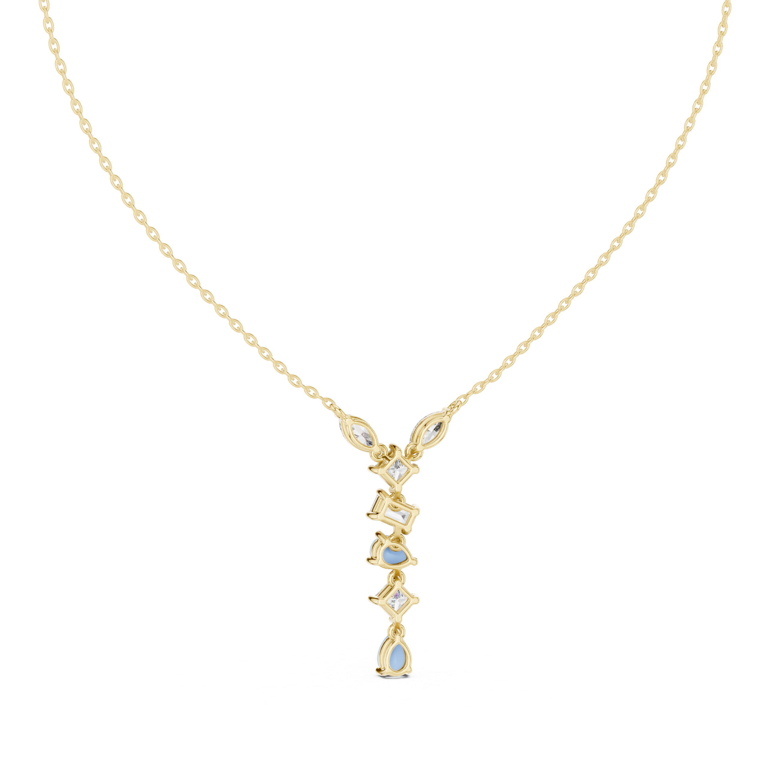 Celestial Cascade Gemstone Drop Pendant Necklace