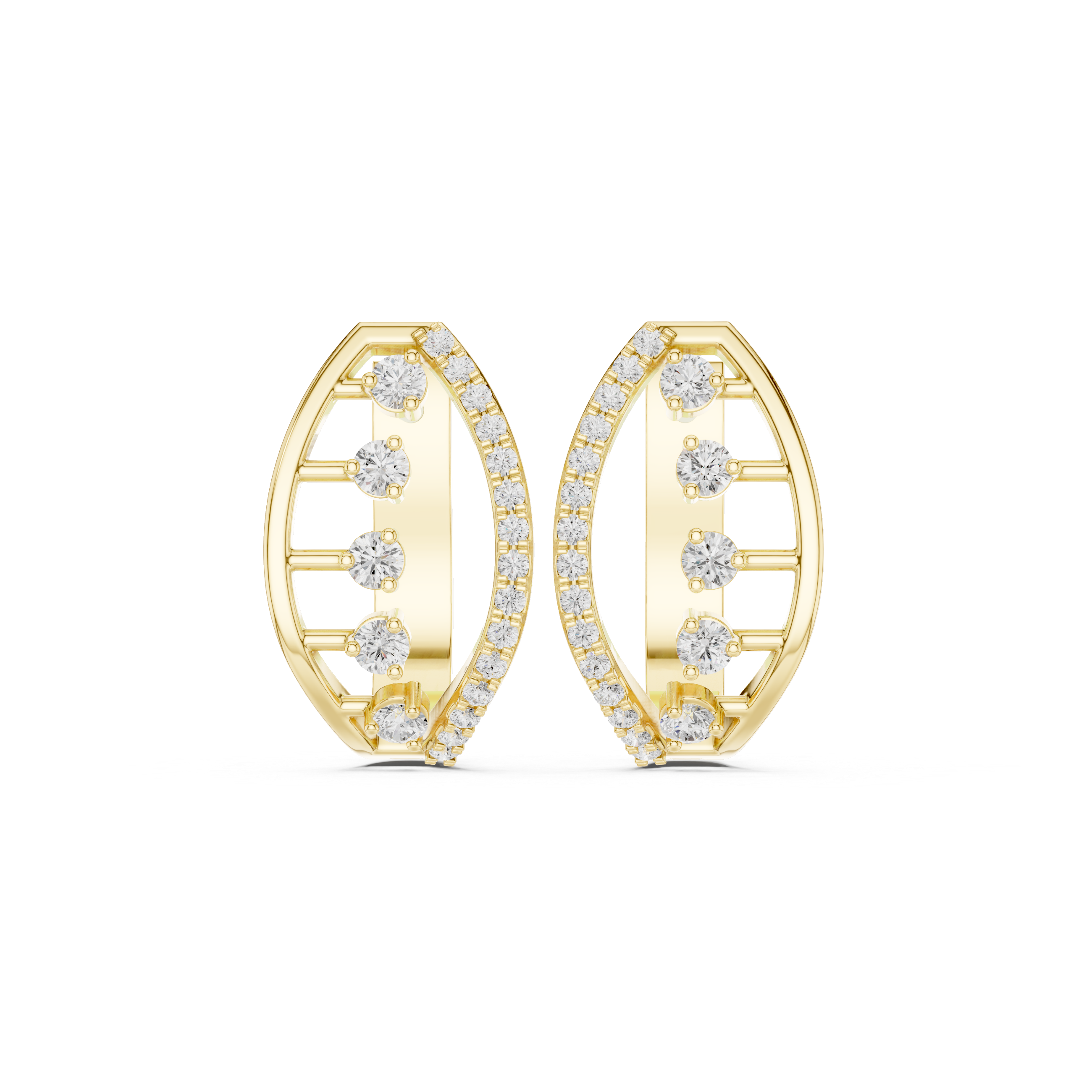 Half-Moon Diamond Openwork Earrings in Yellow Gold