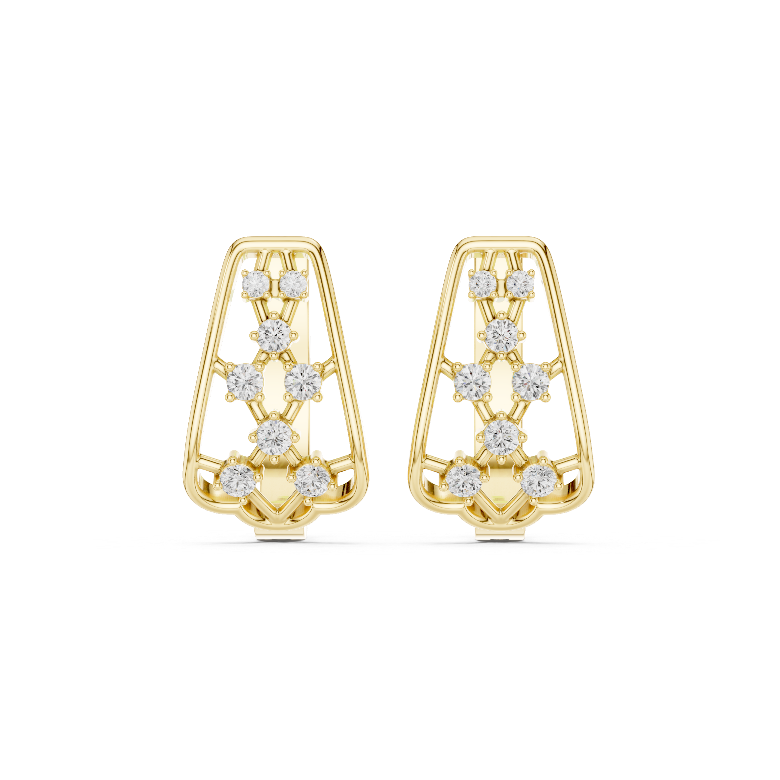 Elegant Floral Cluster Diamond Earrings in Yellow Gold