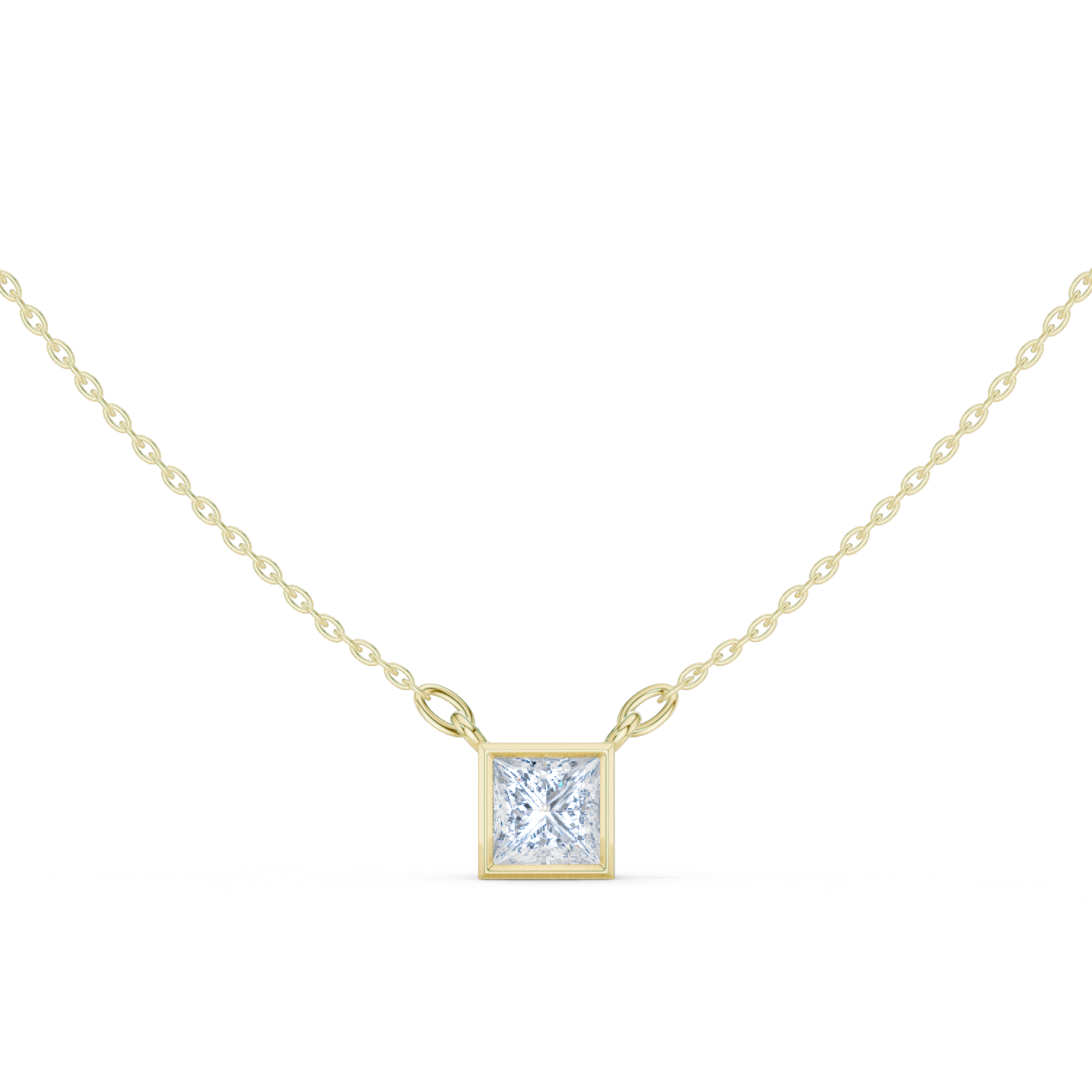 Bezel-Set Princess-Cut Diamond Pendant