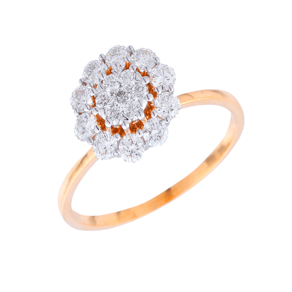 Elegant Floral Diamond Cluster Ring in Rose Gold