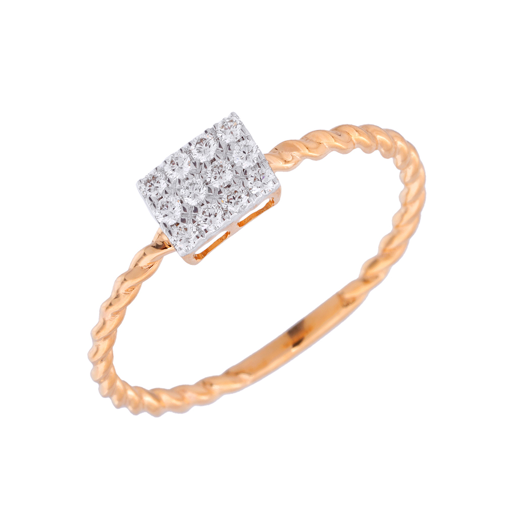 Twisted Band Square Diamond Ring