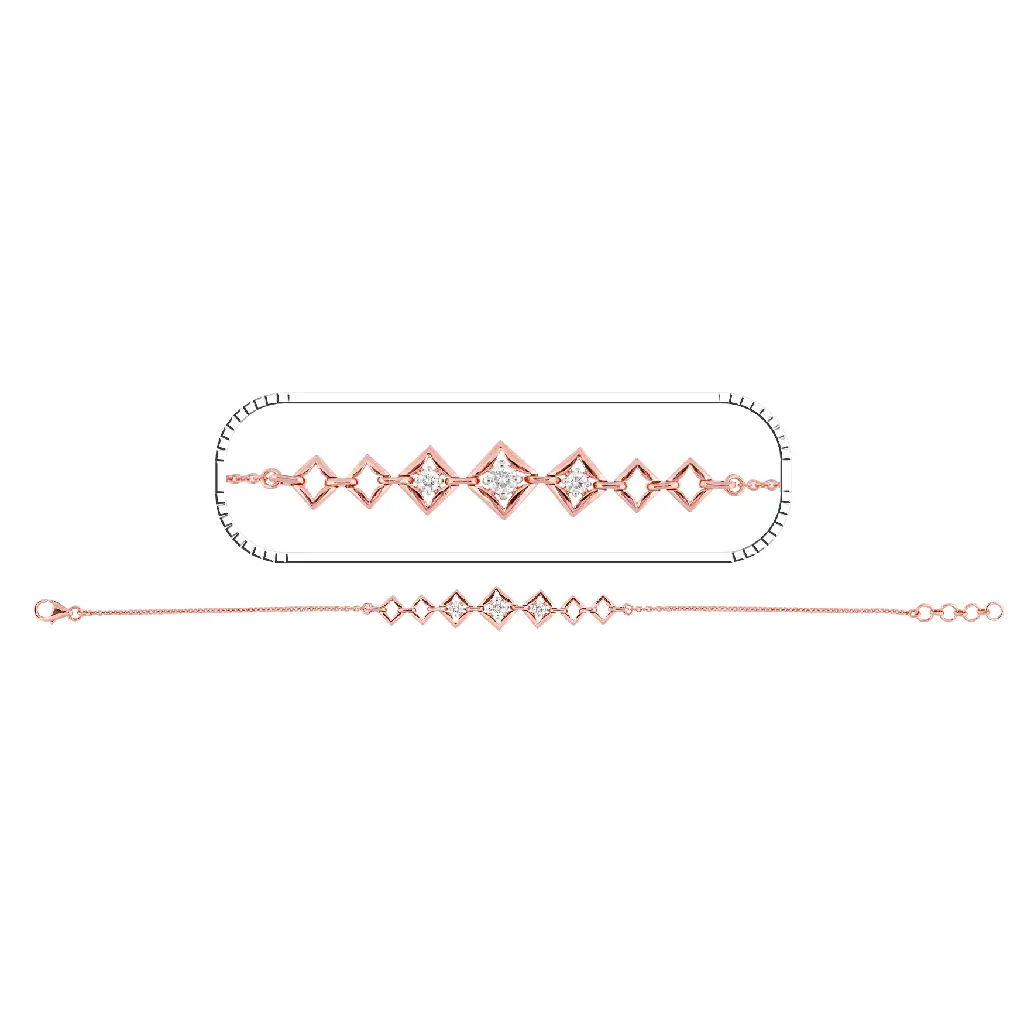 Rose Gold Diamond Geometric Bracelet