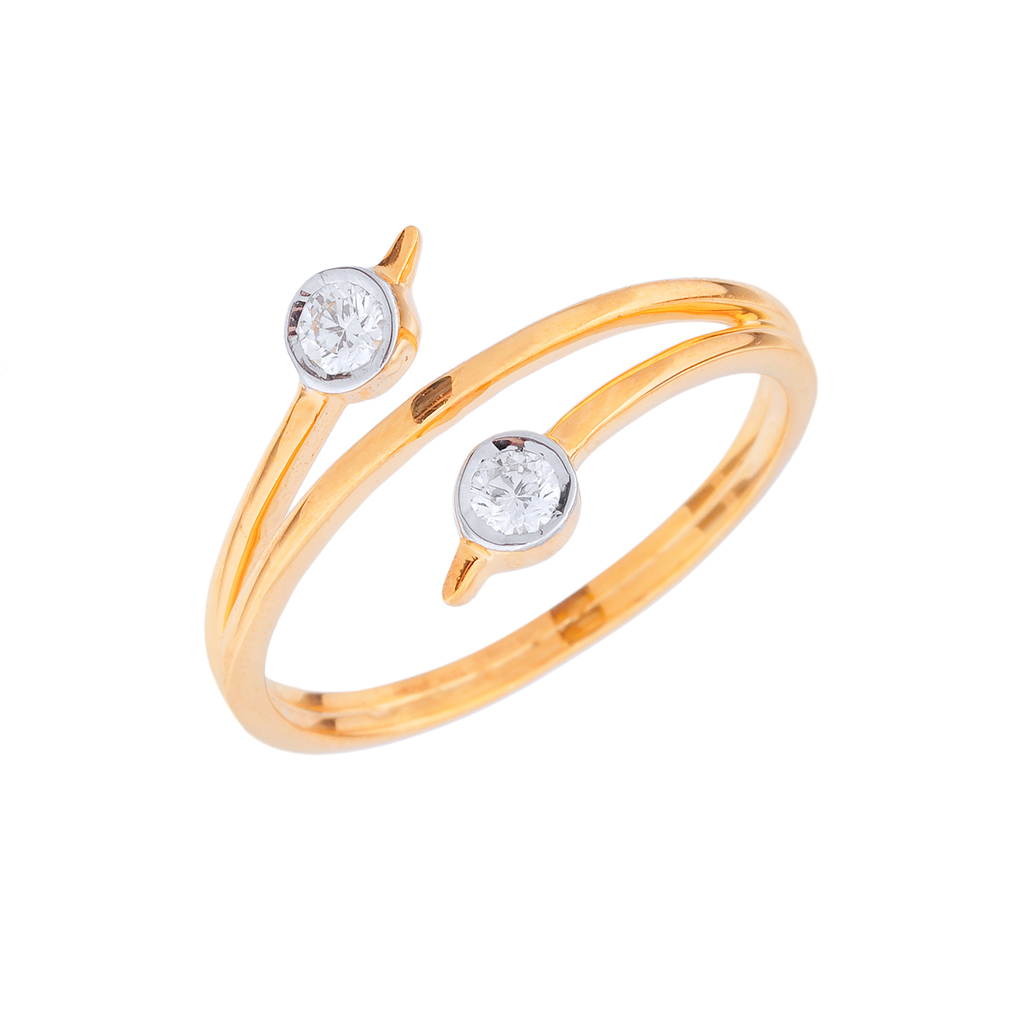 Open Dual Solitaire Diamond Gold Ring