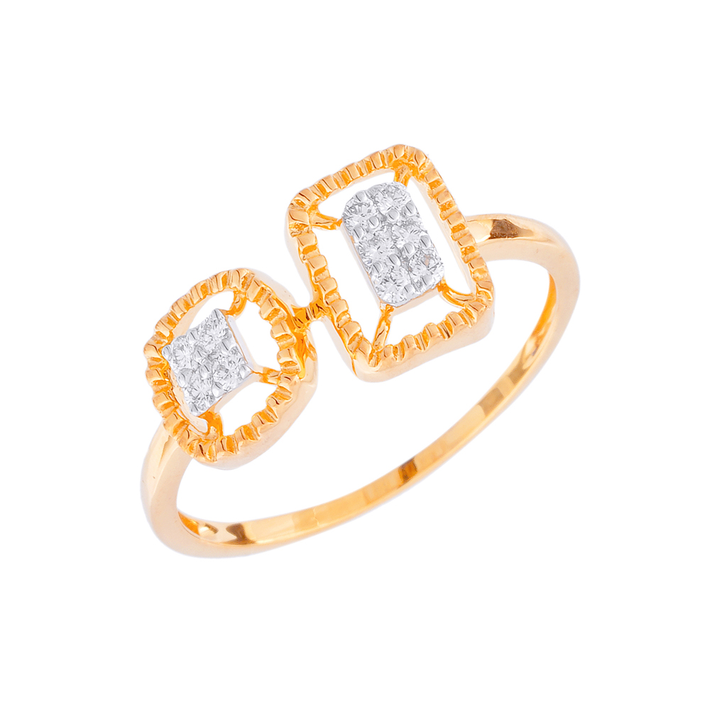 Elegant Double Square Diamond Gold Ring