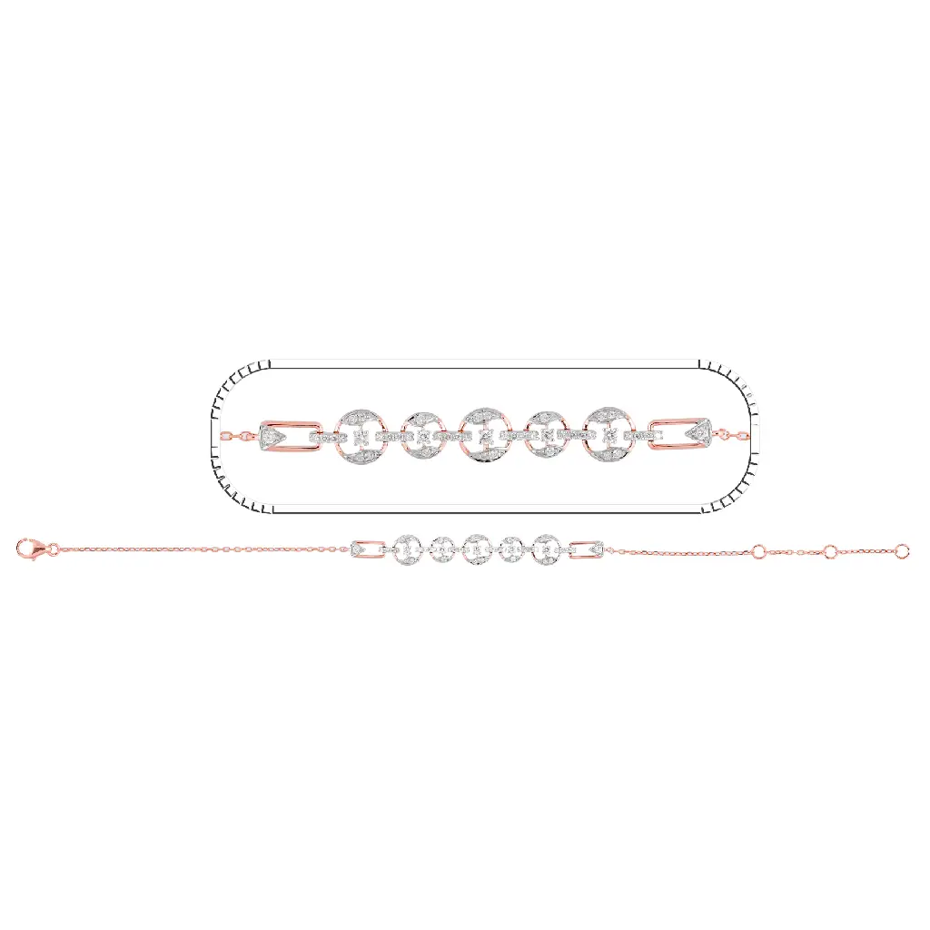 Rose Gold Circular Diamond Link Bracelet