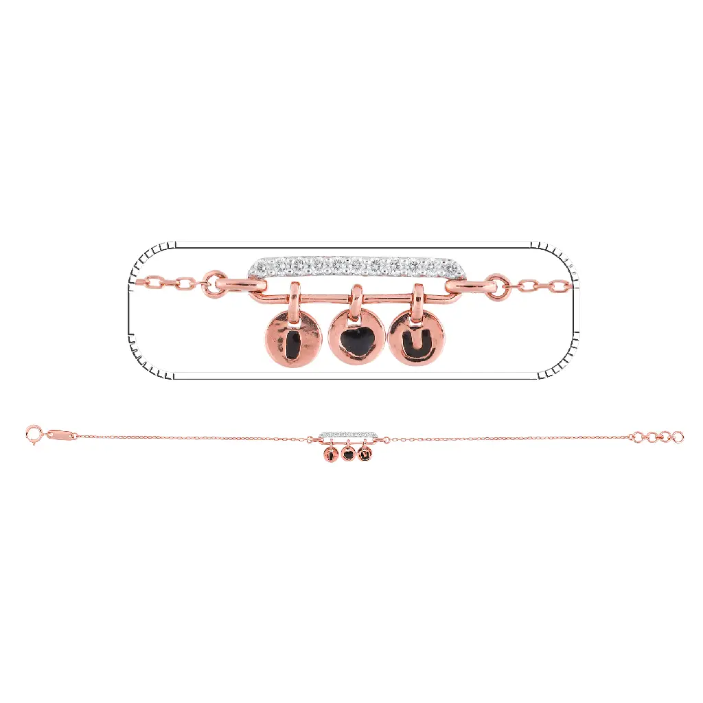 Rose Gold Personalized Diamond Bar Charm Bracelet