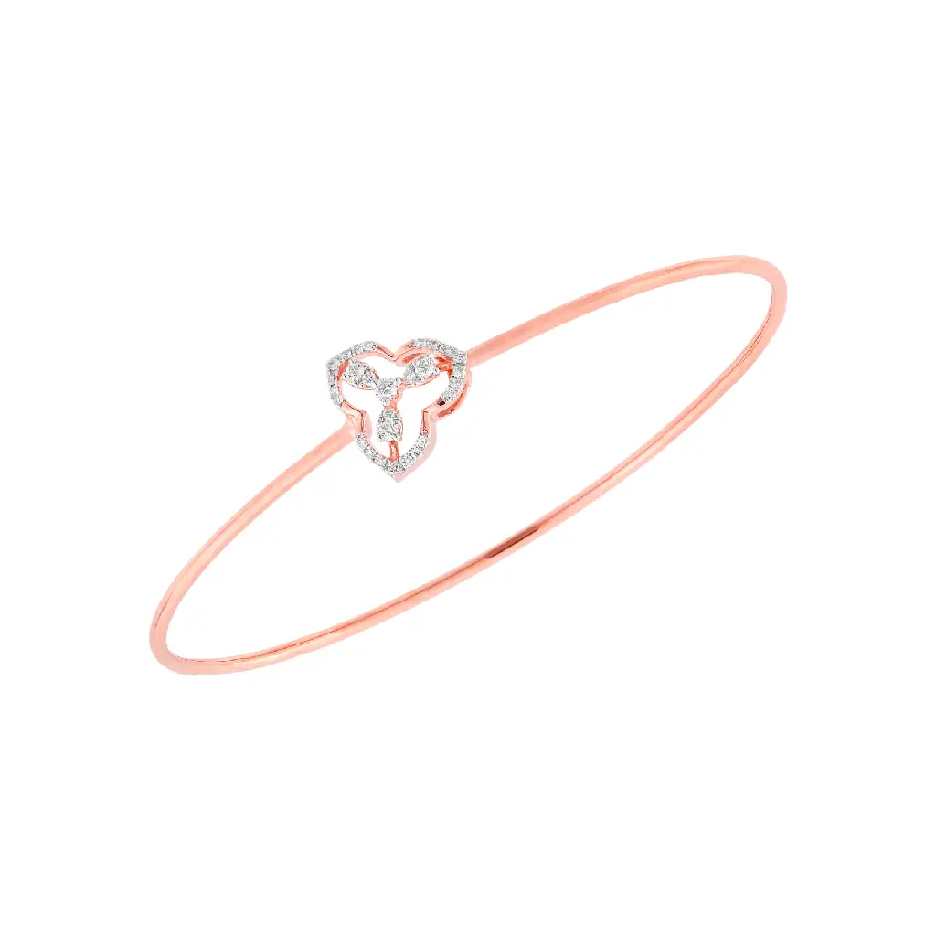 Rose Gold Heart Knot Diamond Bangle