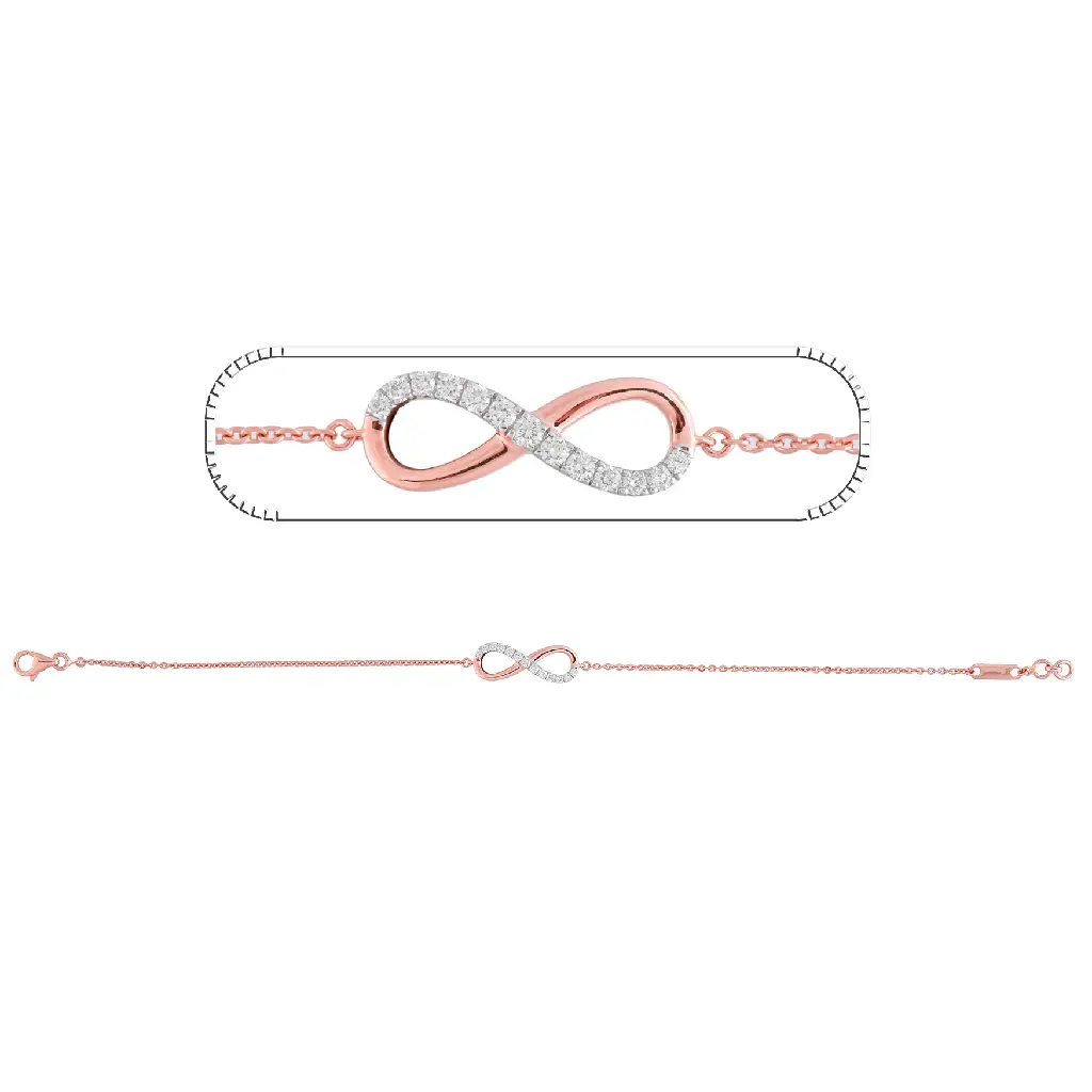 Diamond Infinity Chain Bracelet in Rose Gold