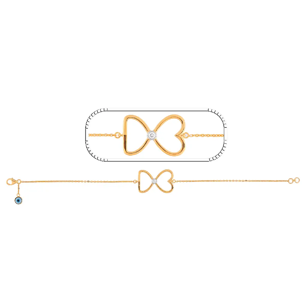 Elegant Butterfly Diamond Chain Bracelet in Yellow Gold