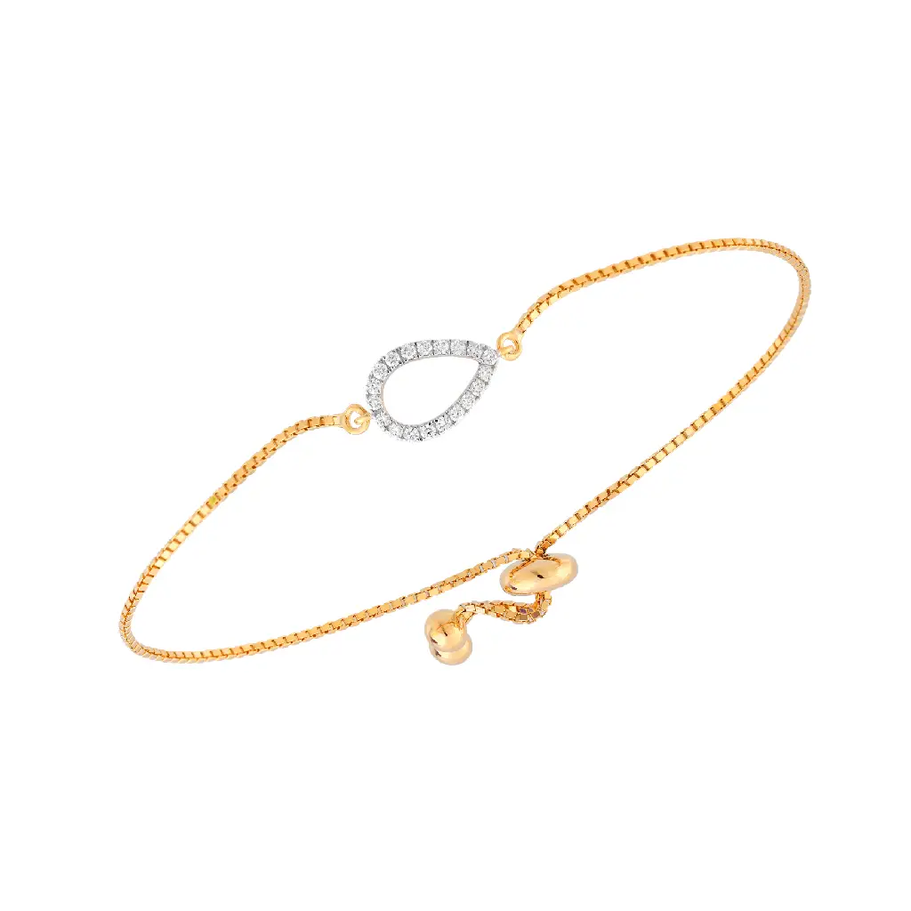 Yellow Gold Teardrop Diamond Adjustable Bracelet