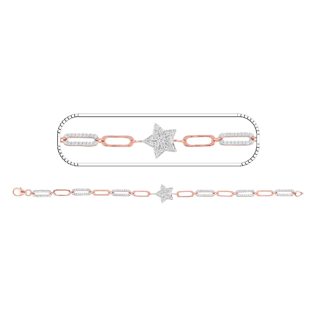 Star-Link Diamond Bracelet in Rose Gold