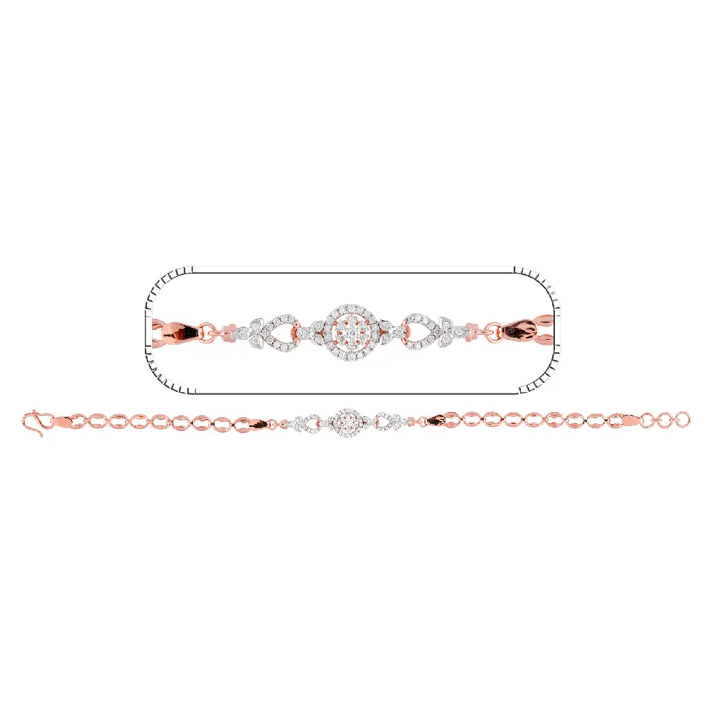 Rose Gold Diamond Floral Center Bracelet