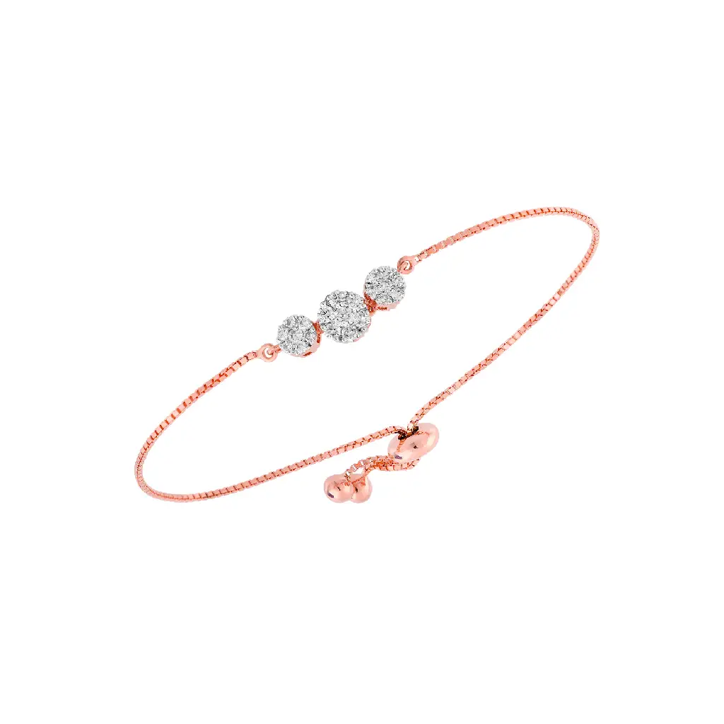 Rose Gold Triple Diamond Adjustable Bracelet