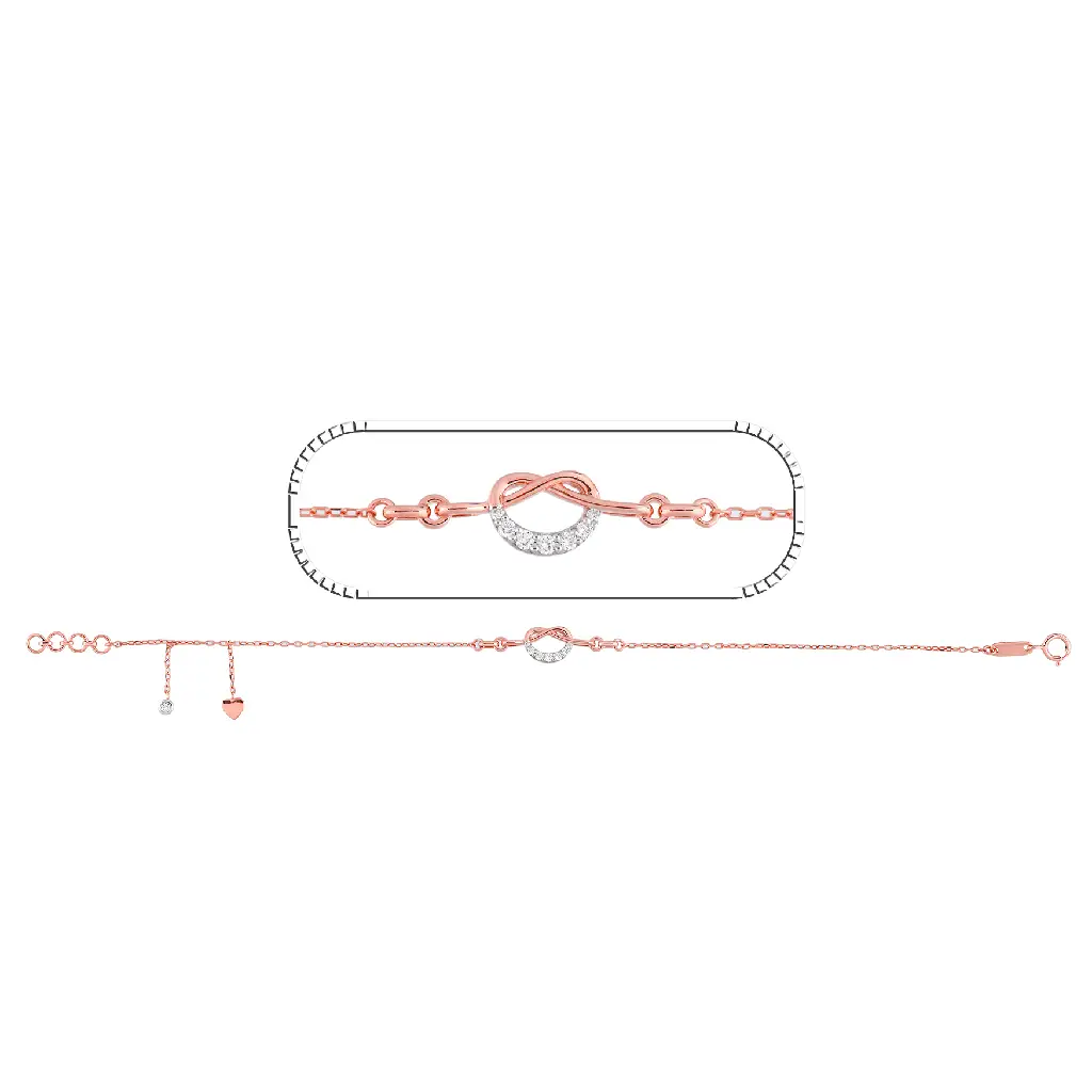 Rose Gold Infinity Loop Diamond Bracelet