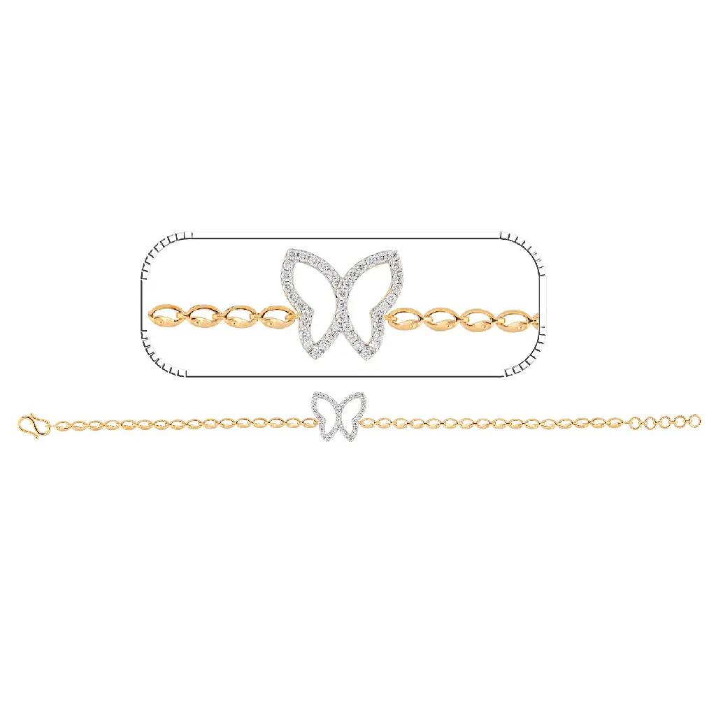Diamond Butterfly Link Bracelet in Gold