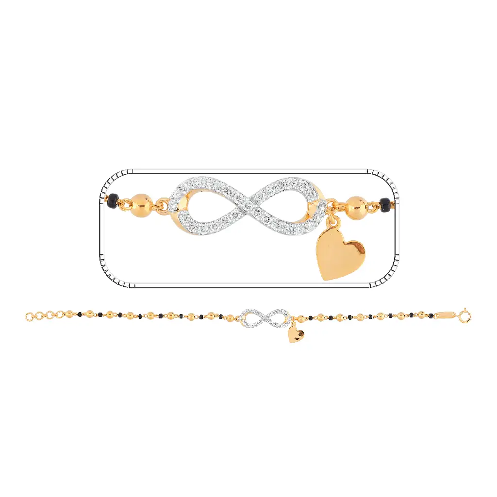 Infinity Diamond Mangalsutra Bracelet with Heart Charm