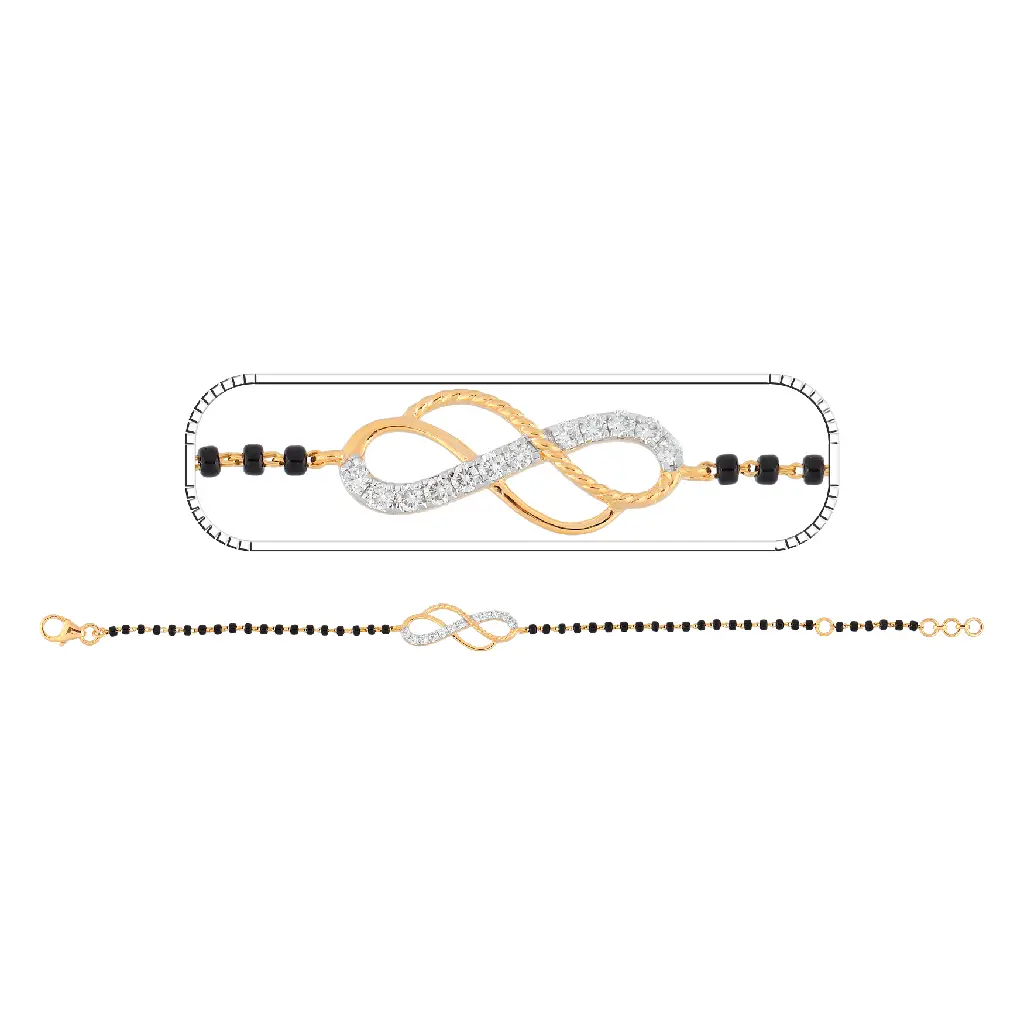 Infinity Diamond Mangalsutra Bracelet in Two-Tone Gold