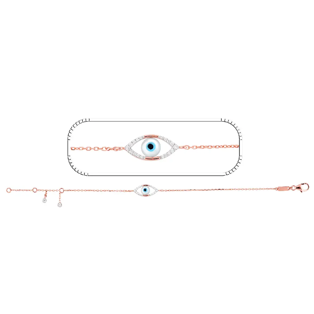 Rose Gold Diamond Evil Eye Bracelet