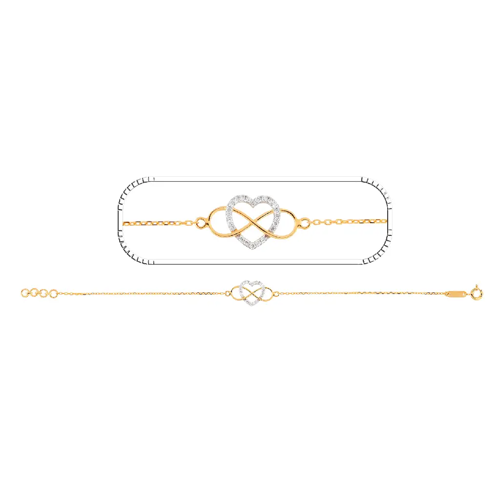 Diamond Infinity Heart Gold Bracelet