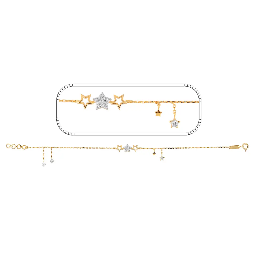 Gold Star Charm Diamond Bracelet