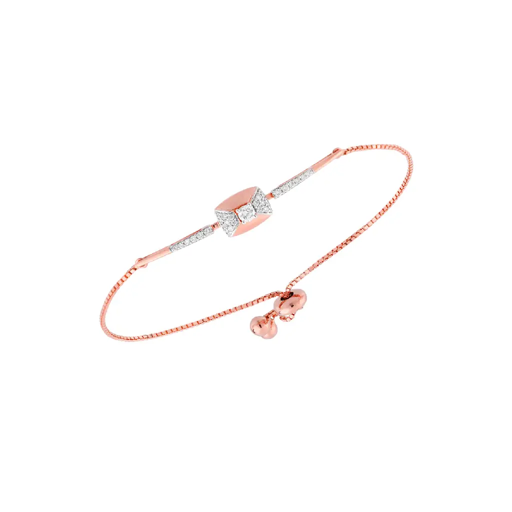 Rose Gold Diamond Bow Adjustable Bracelet