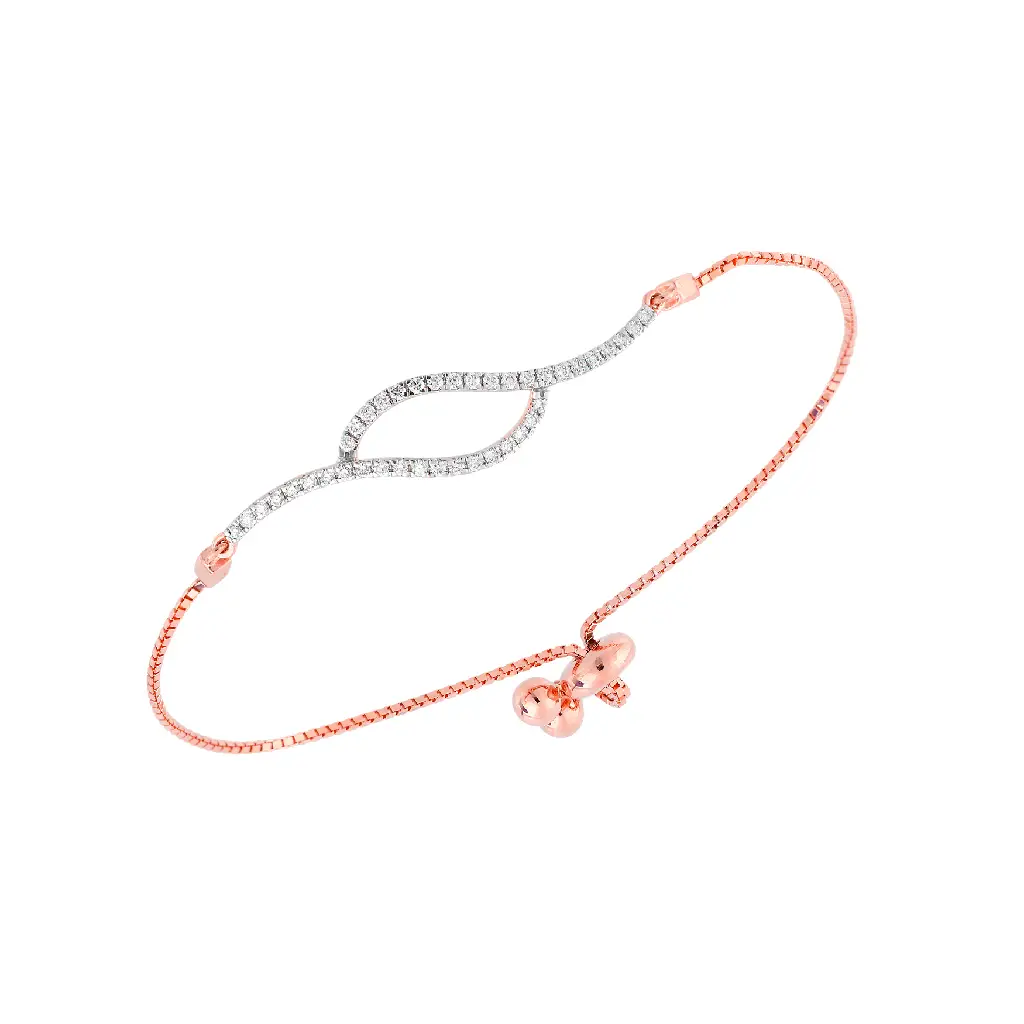 Rose Gold Twisted Diamond Infinity Adjustable Bracelet