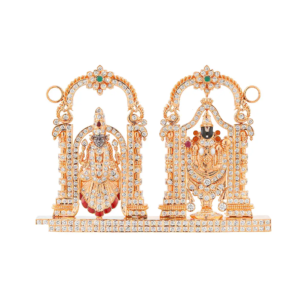 Divine Tirupati Balaji &amp; Padmavati Gold Diamond Idol Pair