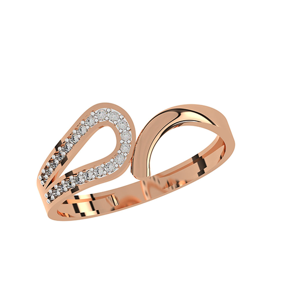Serpentine Elegance Rose Gold Diamond Ring