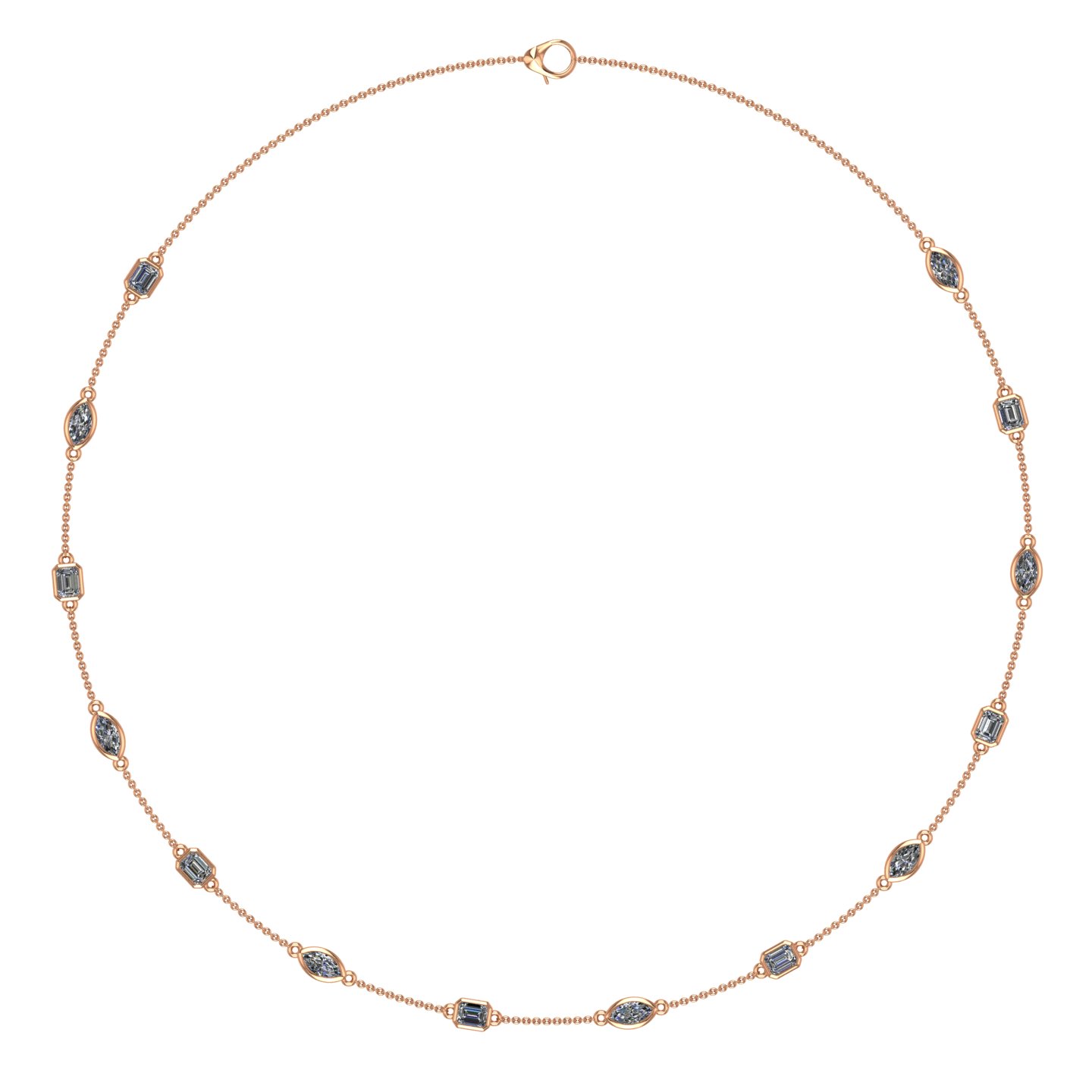 Rose Gold Midnight Spark Station Necklace